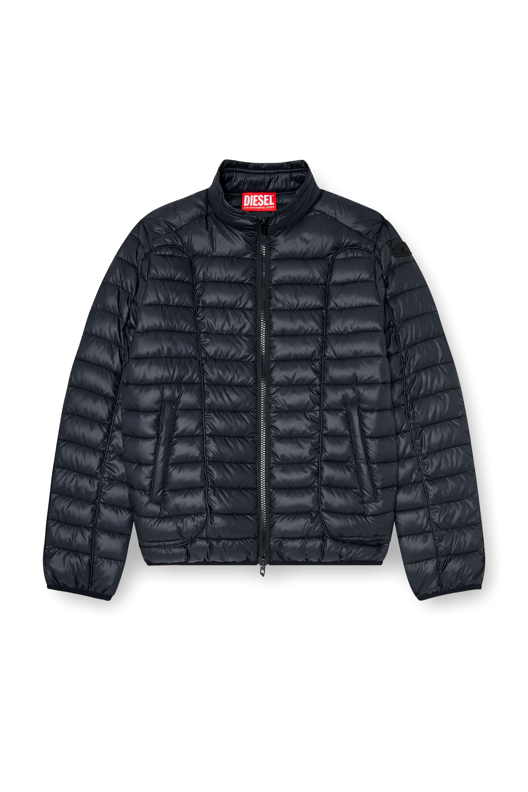 Diesel - W-PILOT-WRD, Chaqueta acolchada estilo biker con ribetes a tono Hombre in Negro - 2