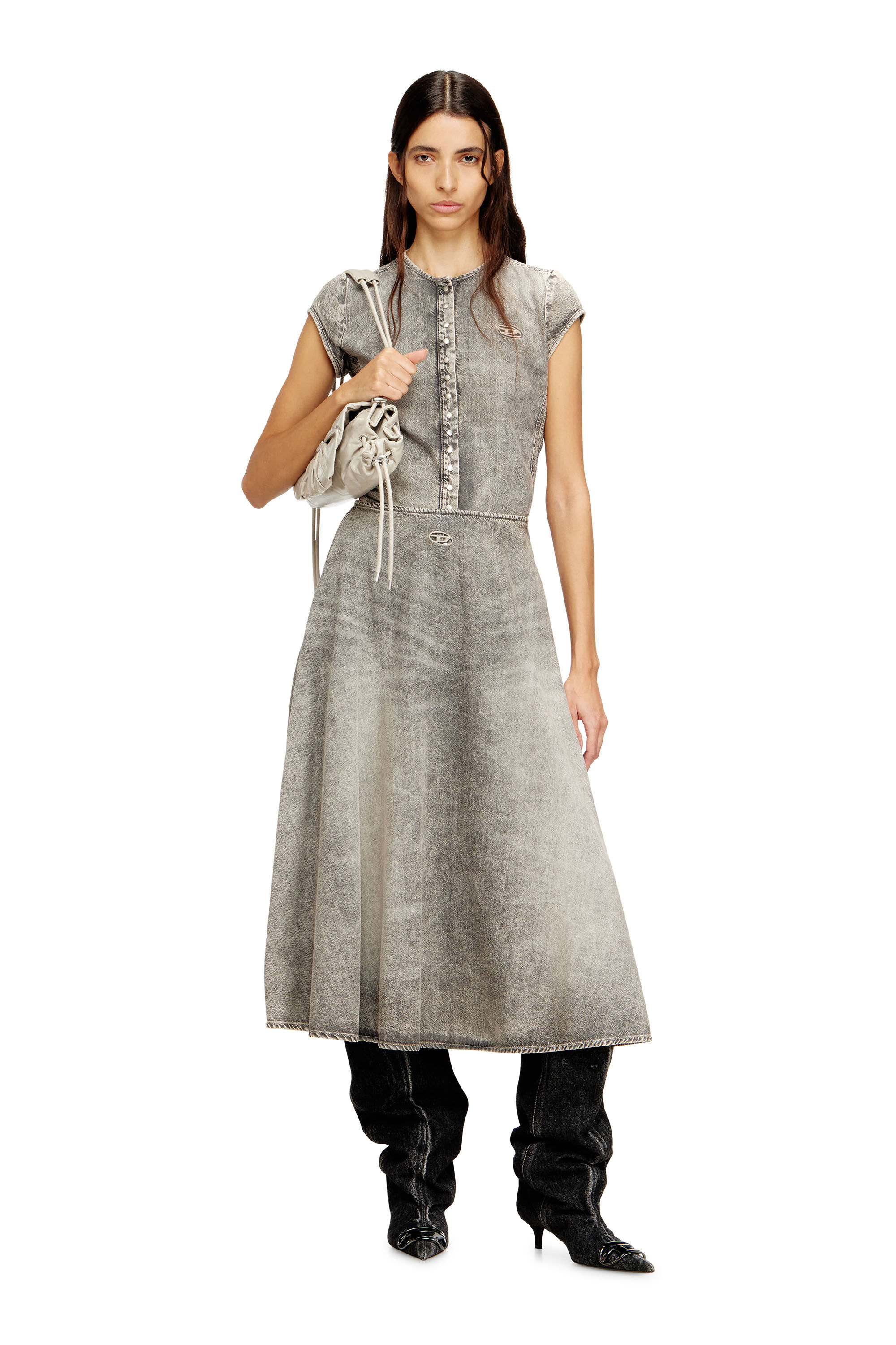 Diesel - SCRUNCH-D SHOULDER S, Scrunch-D S-Bolso de hombro de cuero arrugado Mujer in Blanco - 7