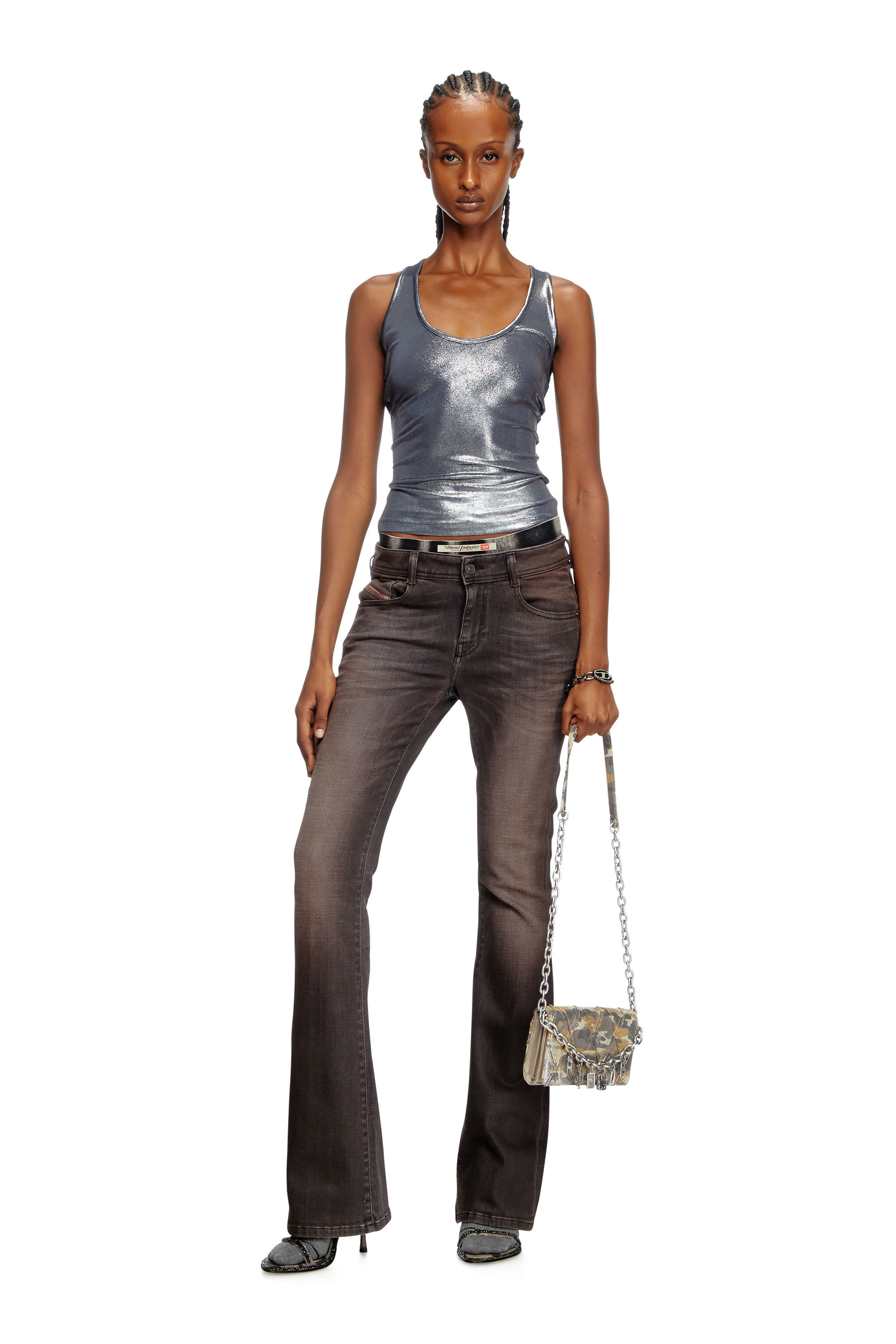 Diesel - T-AMA, Camiseta metálica con tirantes Mujer in Azul marino - 1