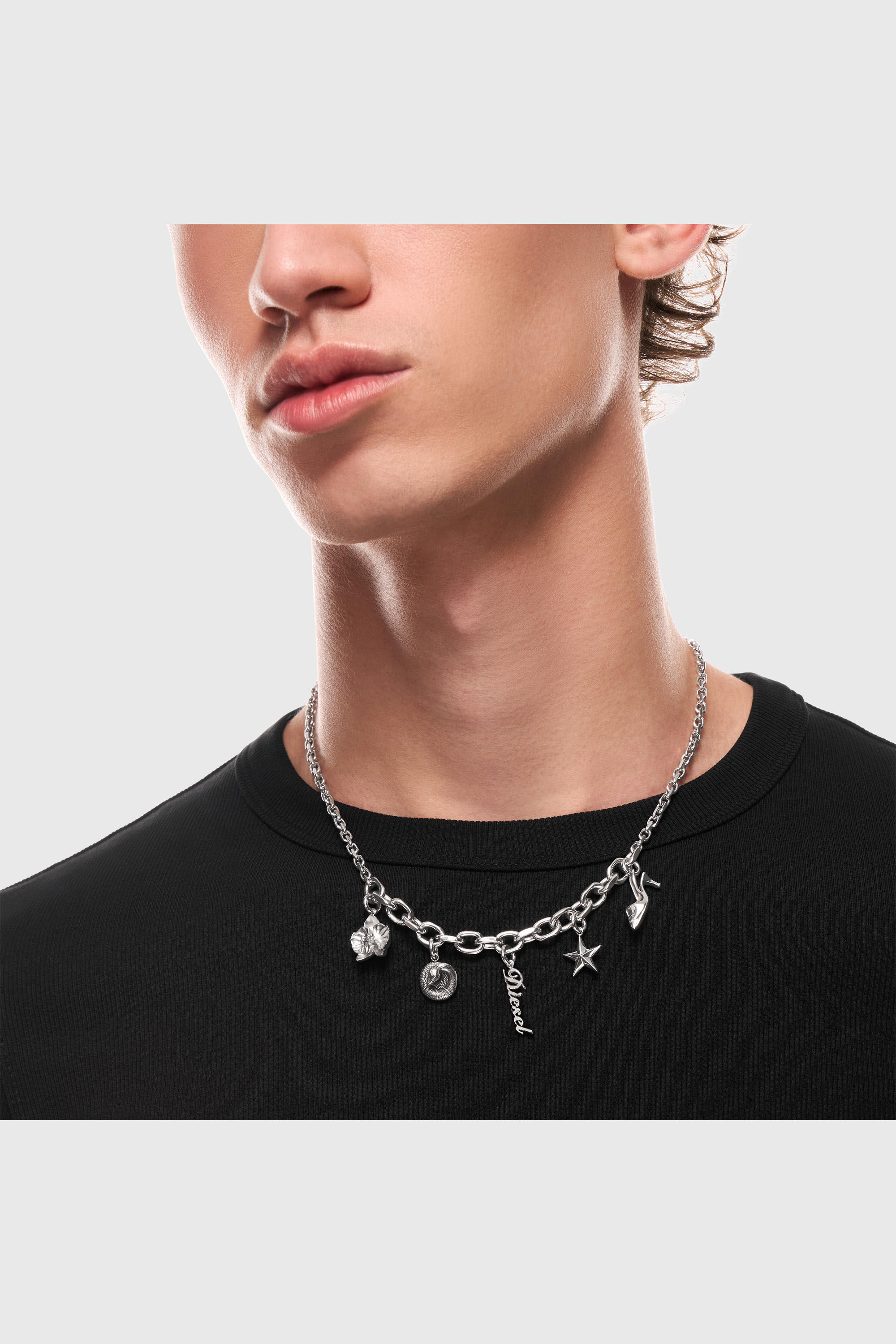 Diesel - DX1745040, Collar con charms de acero inoxidable Unisex in Plateado - 5