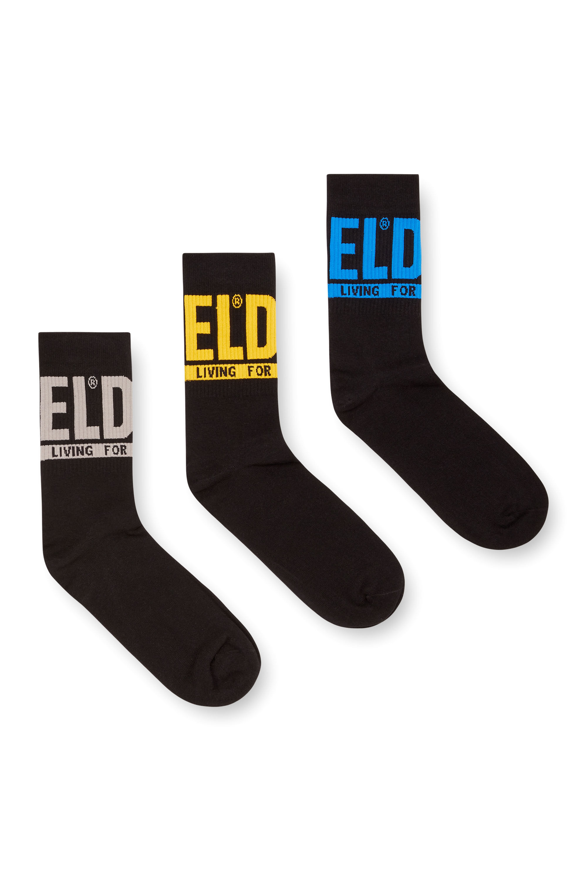 Diesel - SKM-RAY-THREEPACK, Paquete de 3 calcetines con logotipo en el puño Hombre in Multicolor - 1