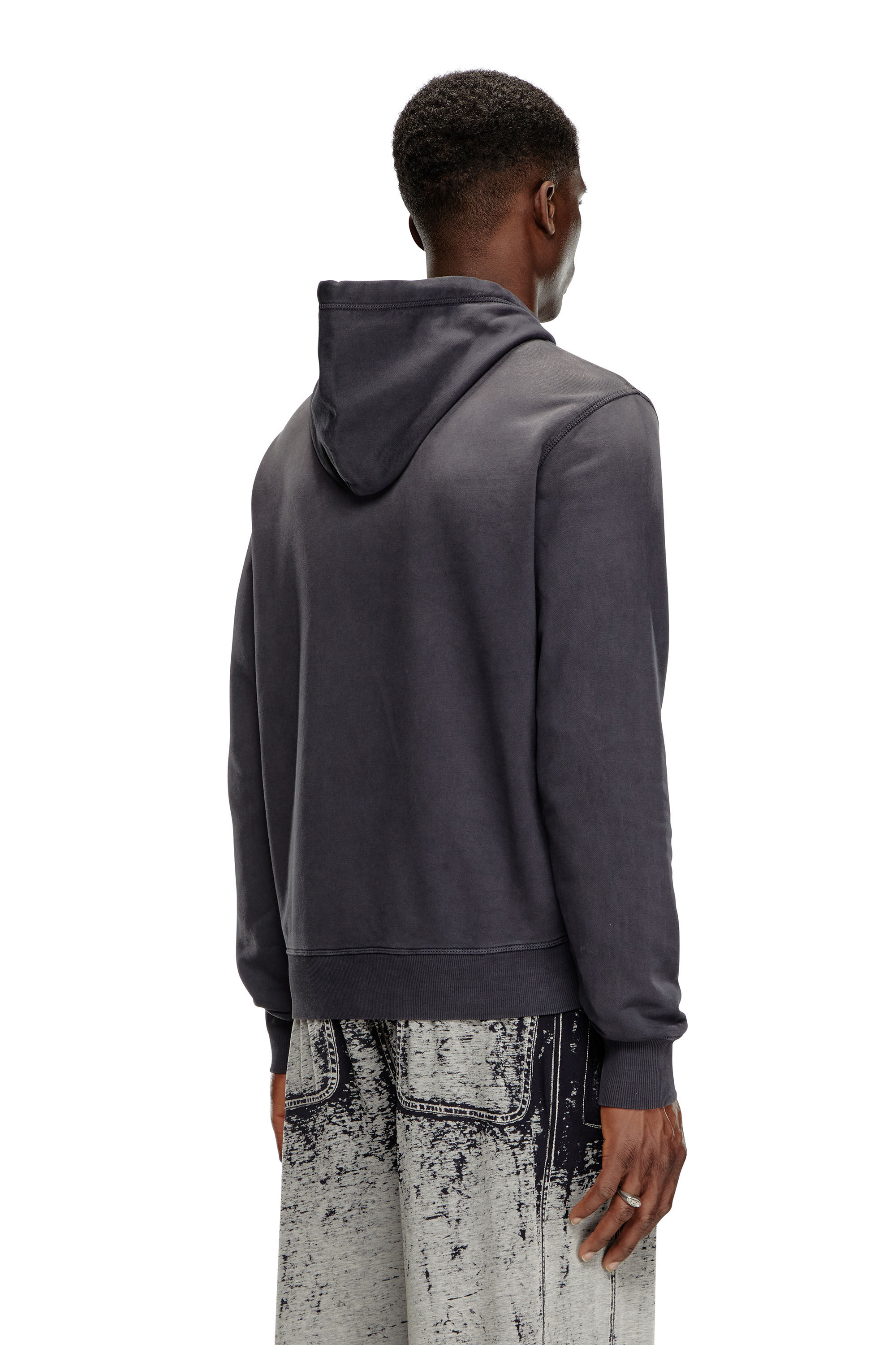 Sudadera destenida con capucha con logotipo Denim Division Hombre Negro Diesel