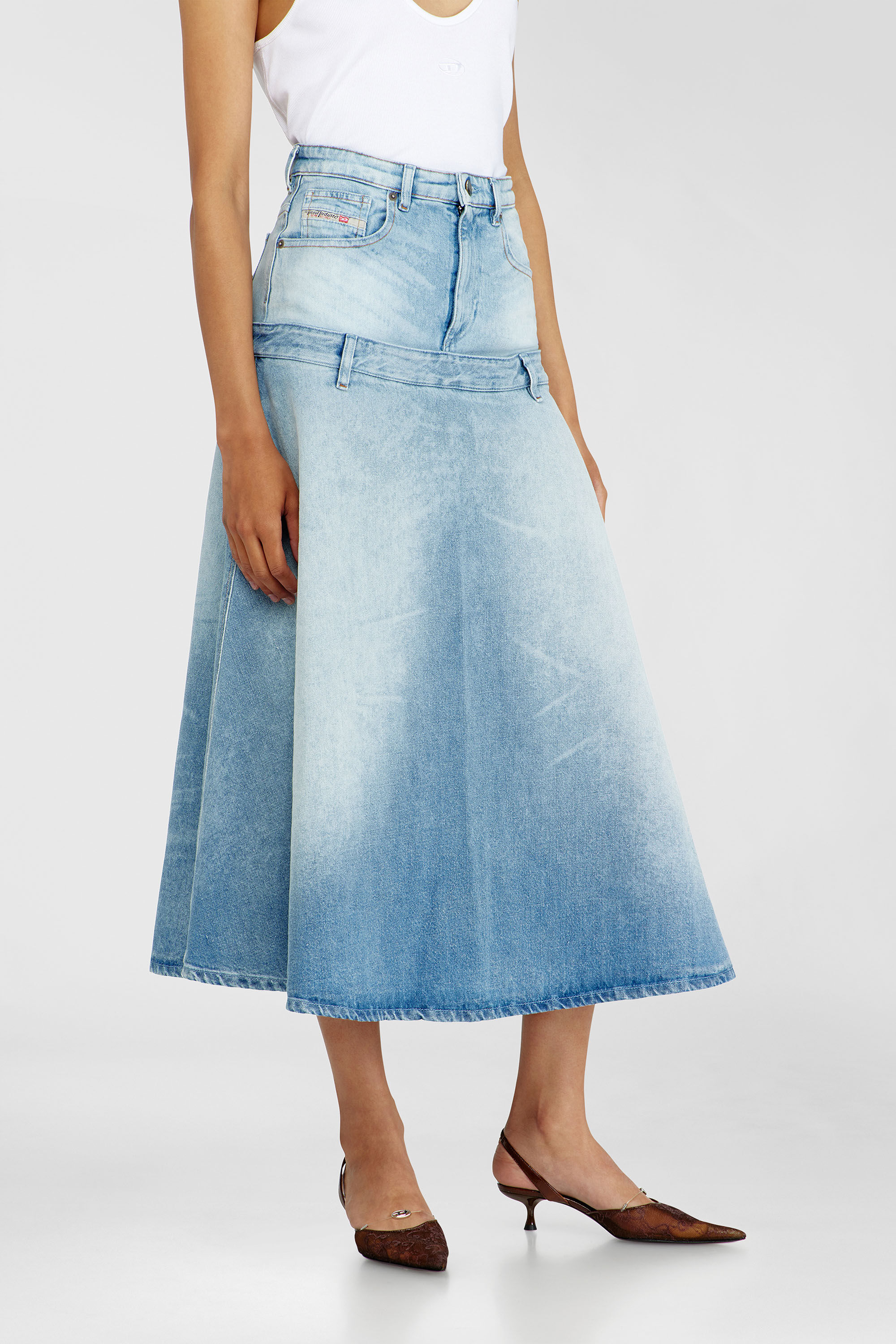 Diesel - DE-VORYA-S, Falda vaquera con dise&ntilde;o a capas Mujer in Azul marino - 5