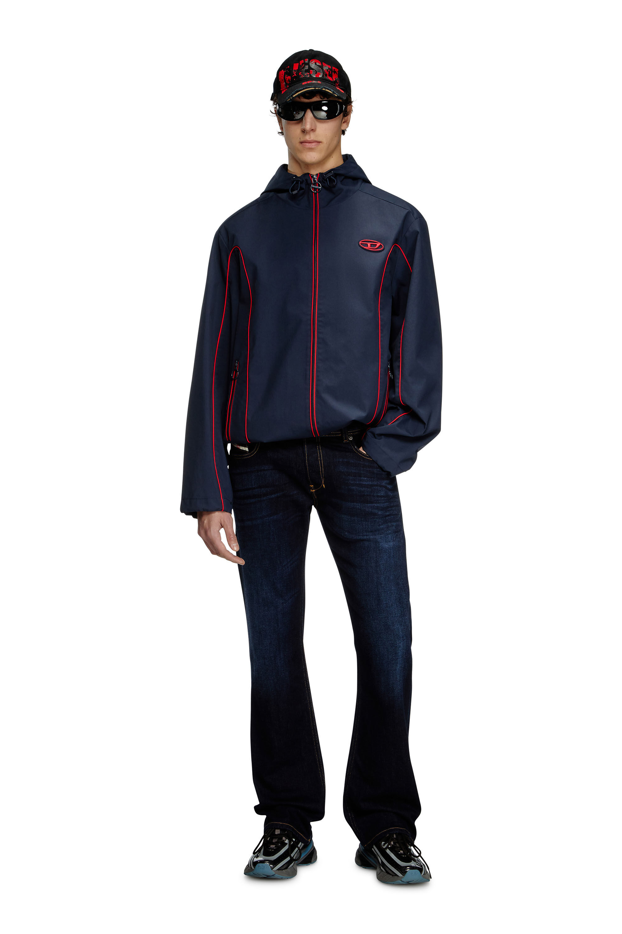 Diesel - J-HIVES, Anorak con ribetes contrastantes Hombre in Azul marino - 1