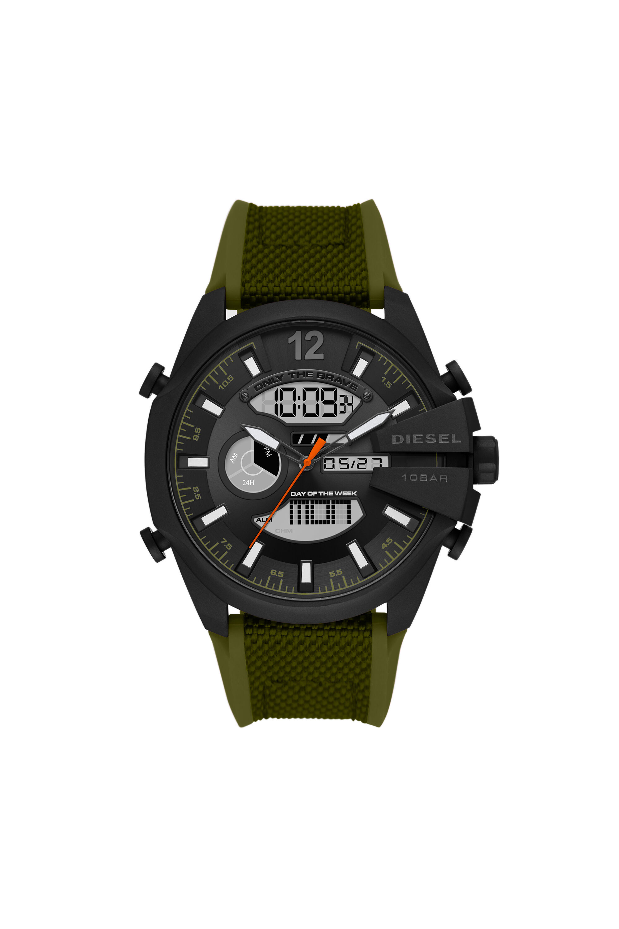 DZ4549 Man Mega Chief analog digital green silicone watch Diesel
