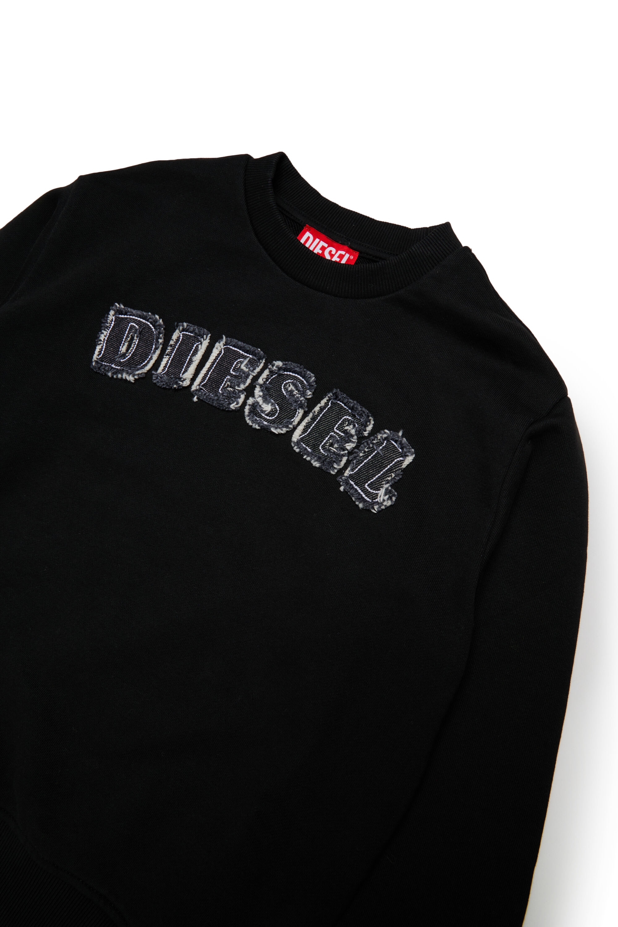 Diesel - SJEANS OVER, Sudadera con letras del logo deshilachadas Hombre in Negro - 3