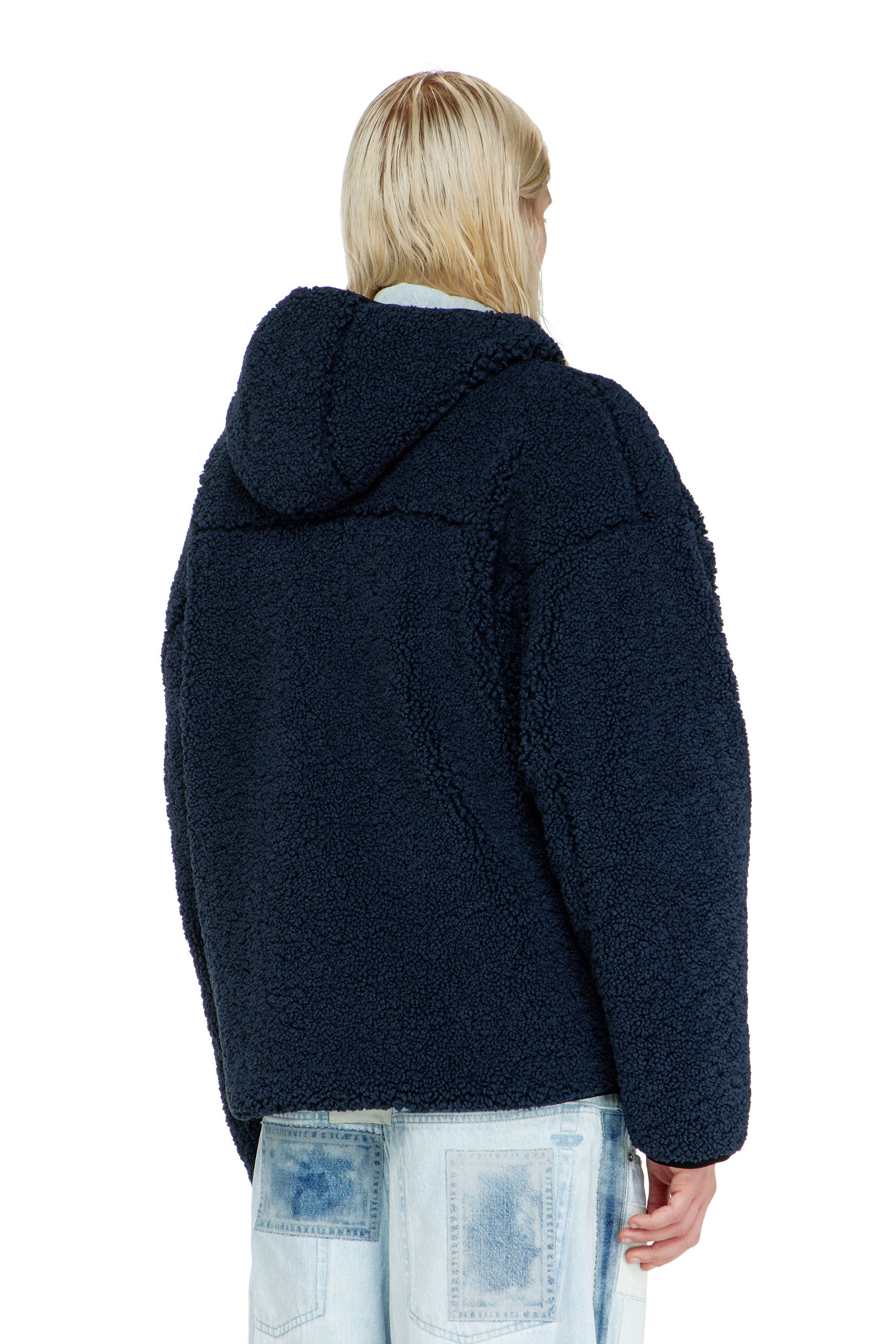 Diesel - S-ZAT, Sudadera de peluche con capucha Hombre in Azul marino - 4