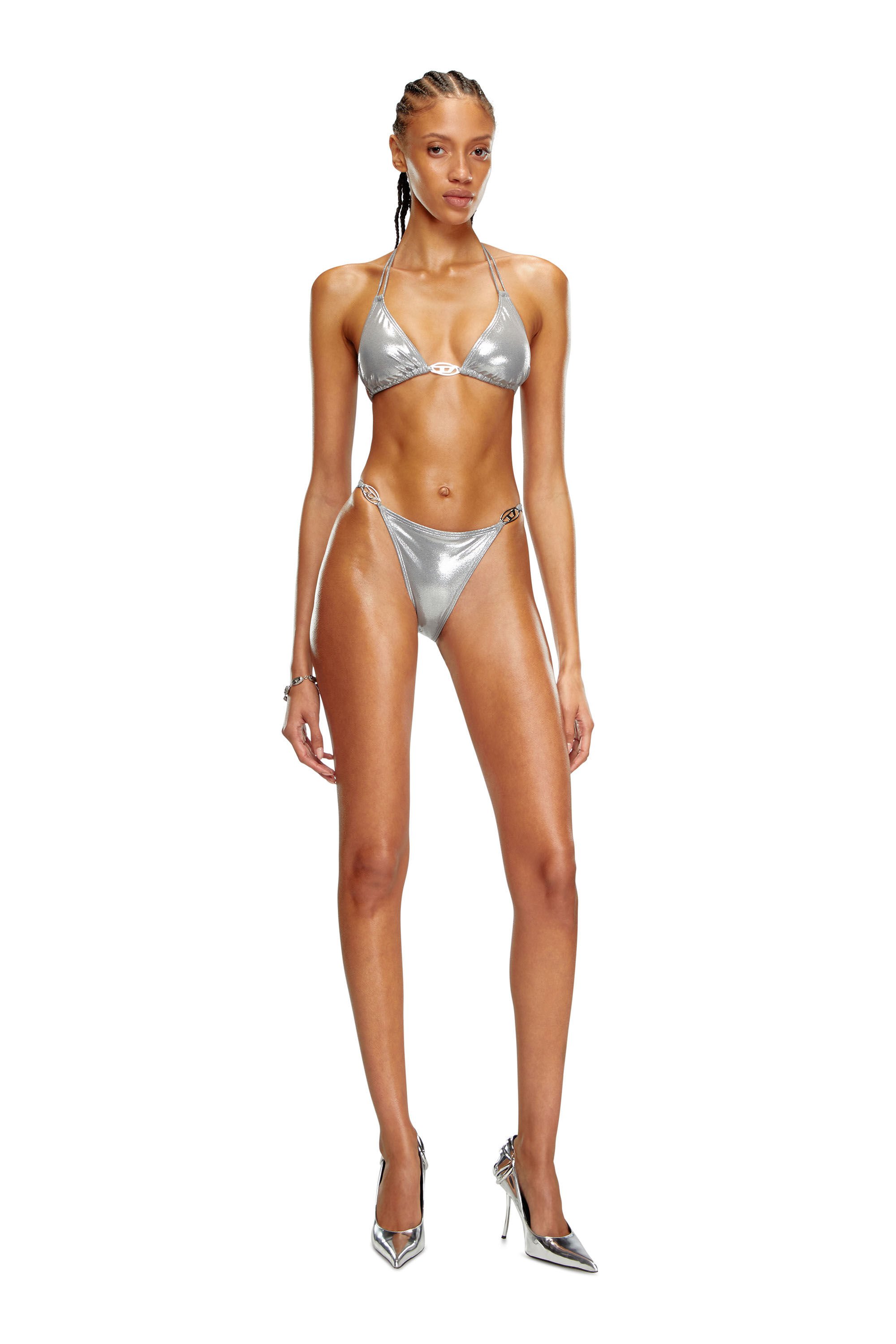 Diesel - BFB-SEES-O, Sujetador de bikini con placa Oval D Mujer in Plateado - 2