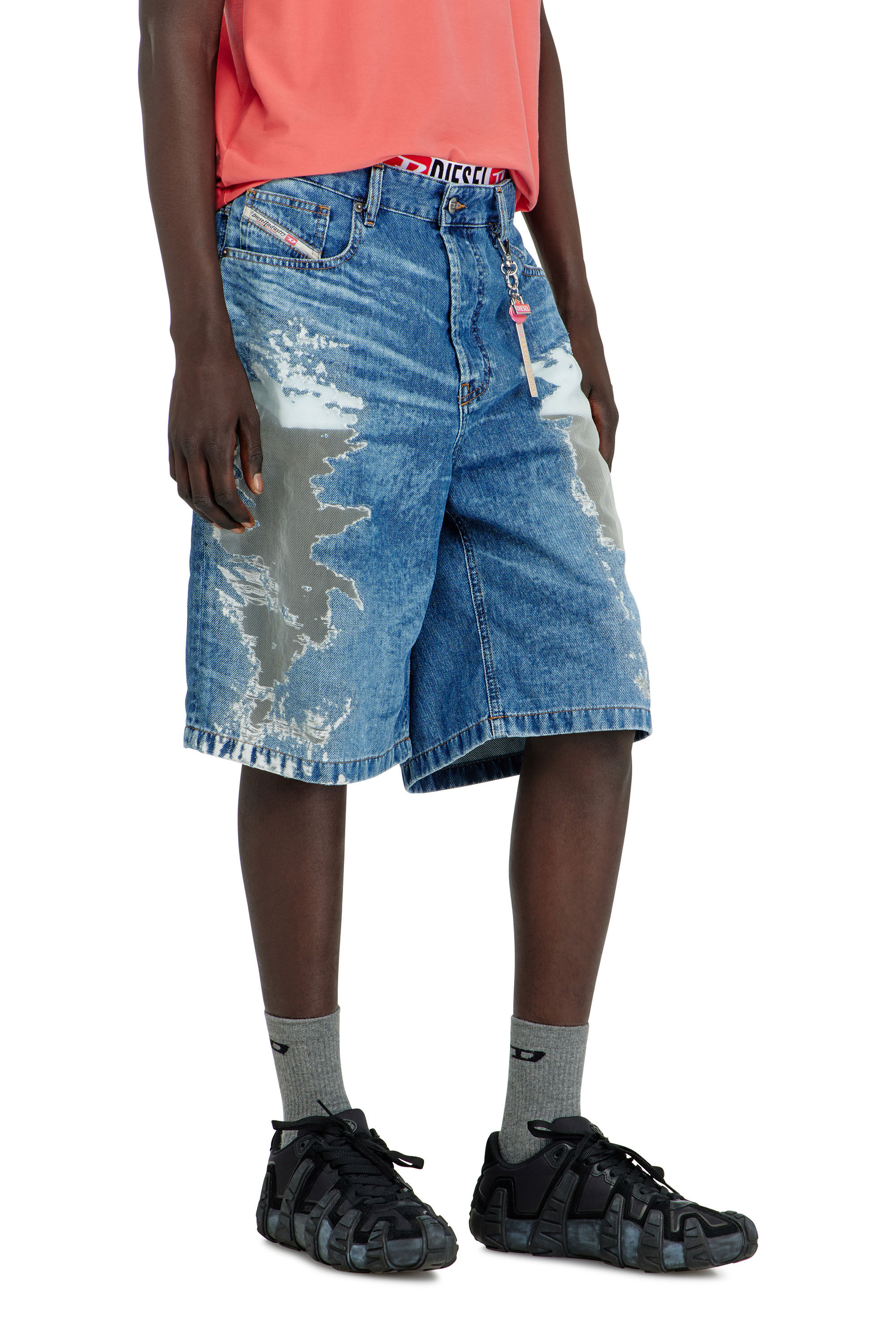 Diesel - PR-DE-SIRE-SHORT, Shorts de denim devor&eacute; Unisex in Azul marino - 7