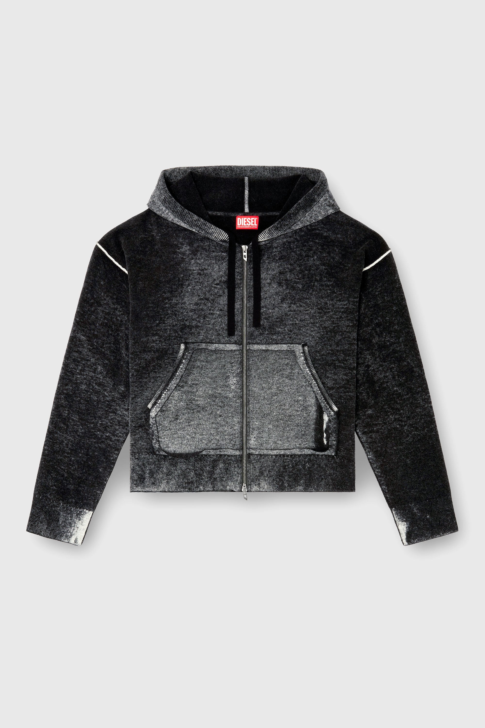 Diesel - M-HERMINE, C&aacute;rdigan con capucha de lana con estampado inverso Mujer in Multicolor - 2
