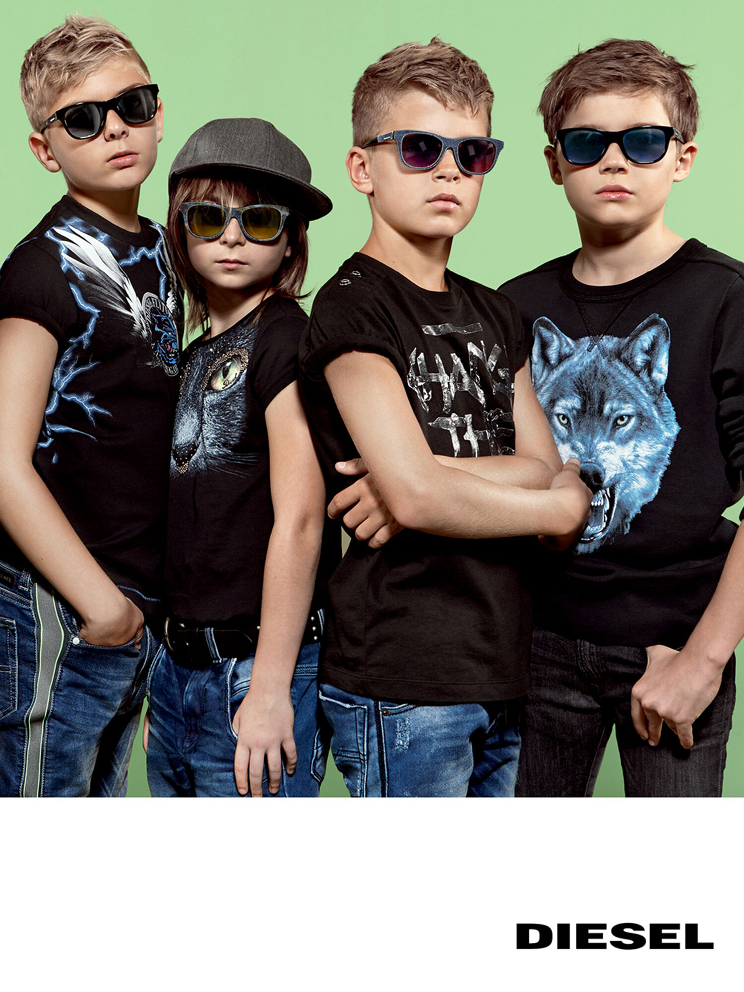 Diesel - DM0200, Gafas icónicas para niños con detalle denim Unisex in Negro - 5