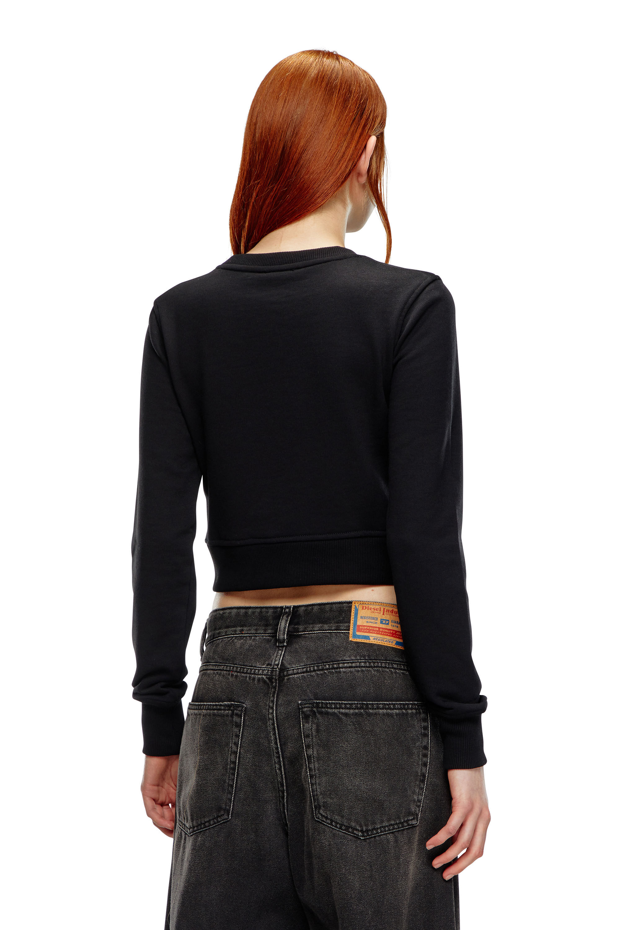 Sudadera corta con logotipo recortado Mujer Negro Diesel