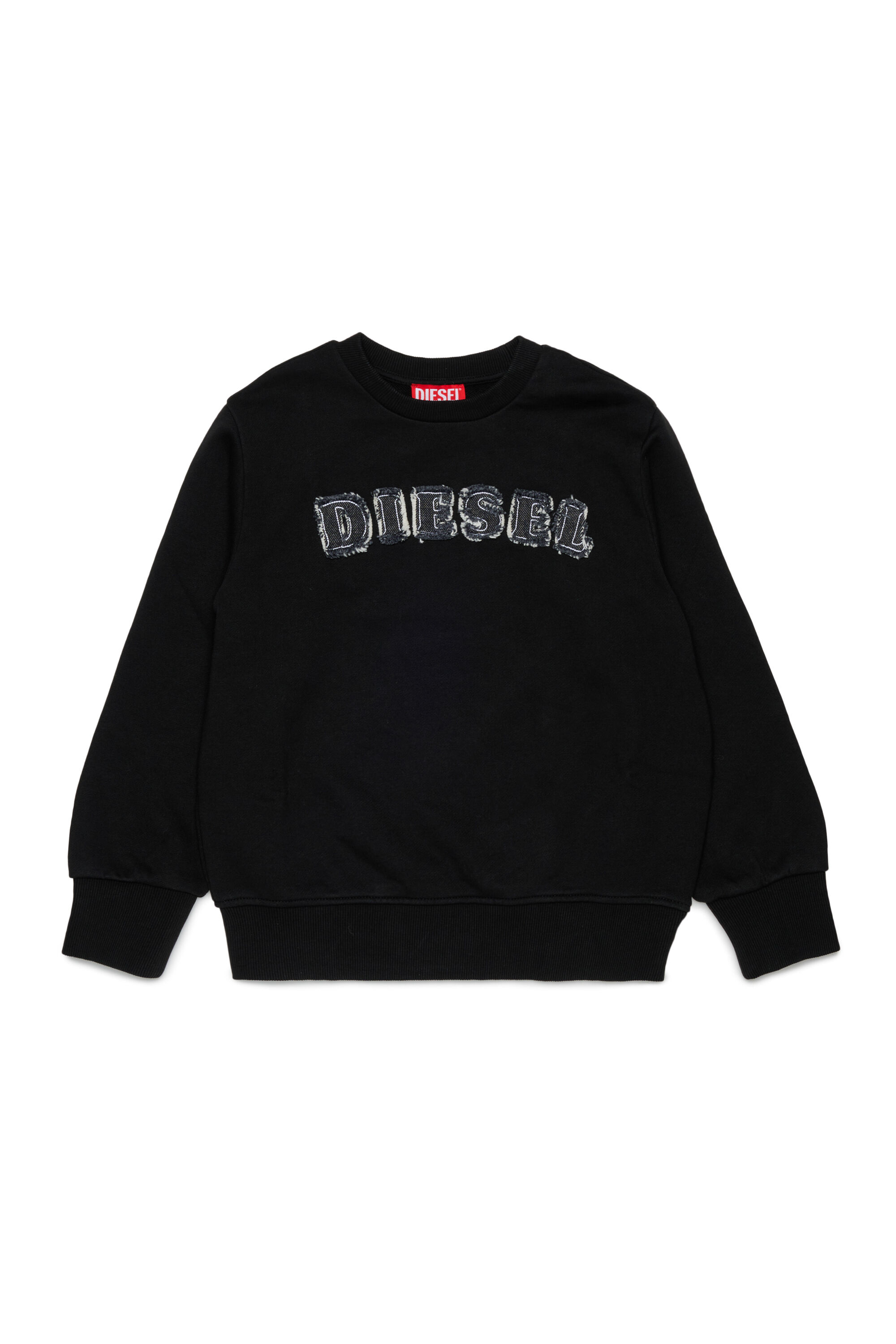 Diesel - SJEANS OVER, Sudadera con letras del logo deshilachadas Hombre in Negro - 1