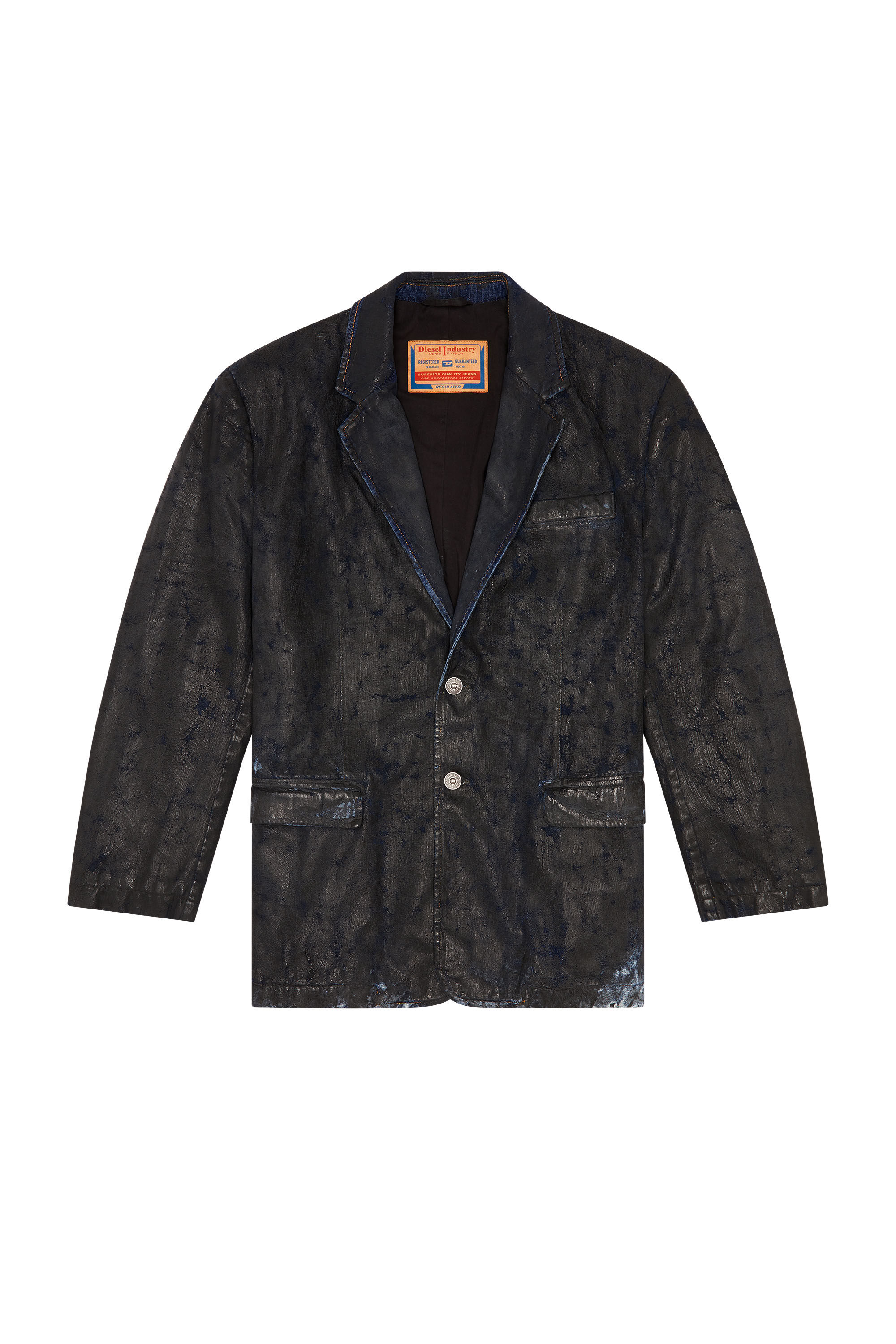 Blazer de denim con recubrimiento craquelado Hombre | Negro | Diesel