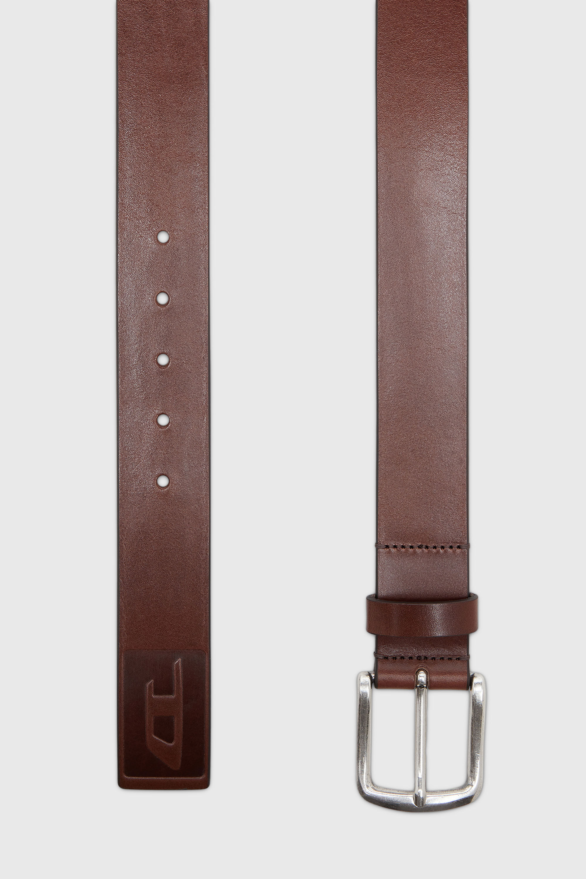 Diesel - B-FLAG-D EMBOSSED, Cintur&oacute;n 4 cm de cuero con logo grabado Hombre in Marr&oacute;n - 2
