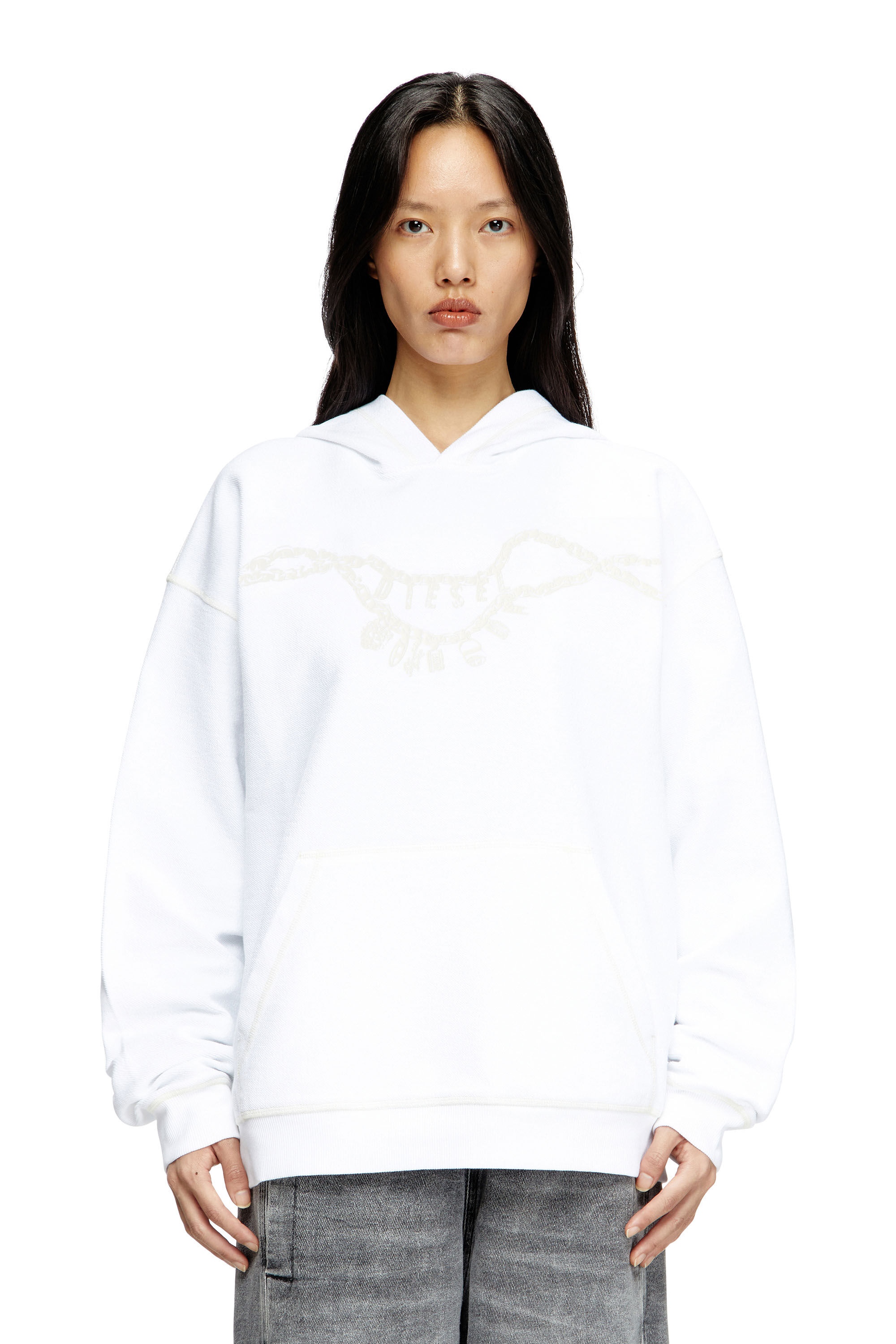 Diesel - S-BOXT-HOOD-HOSHI, Sudadera con capucha y estampado de collar con colgante Unisex in Blanco - 5