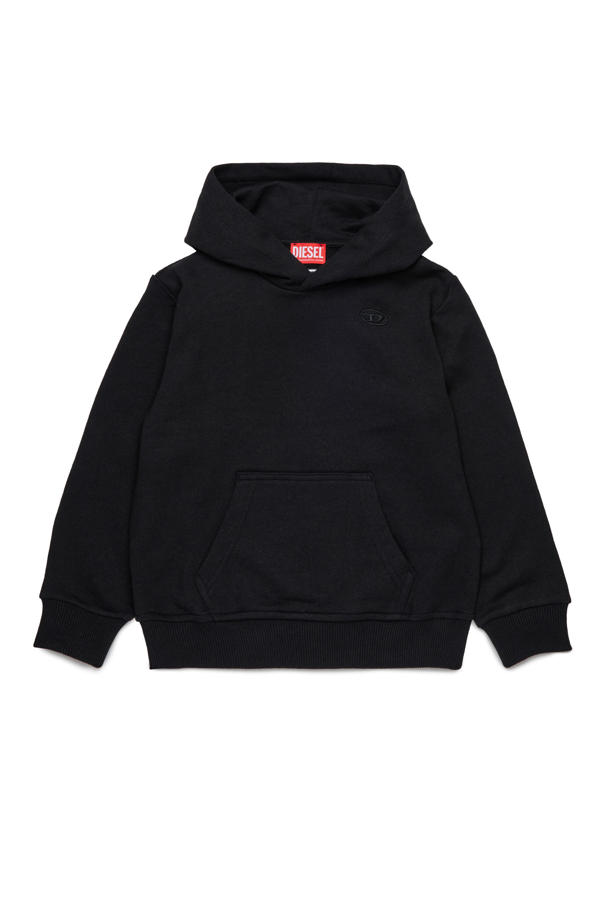 Diesel - SMACSHOODMEGOVALD OVER, Sudadera con capucha con bordado Oval D mega Hombre in Negro - 1