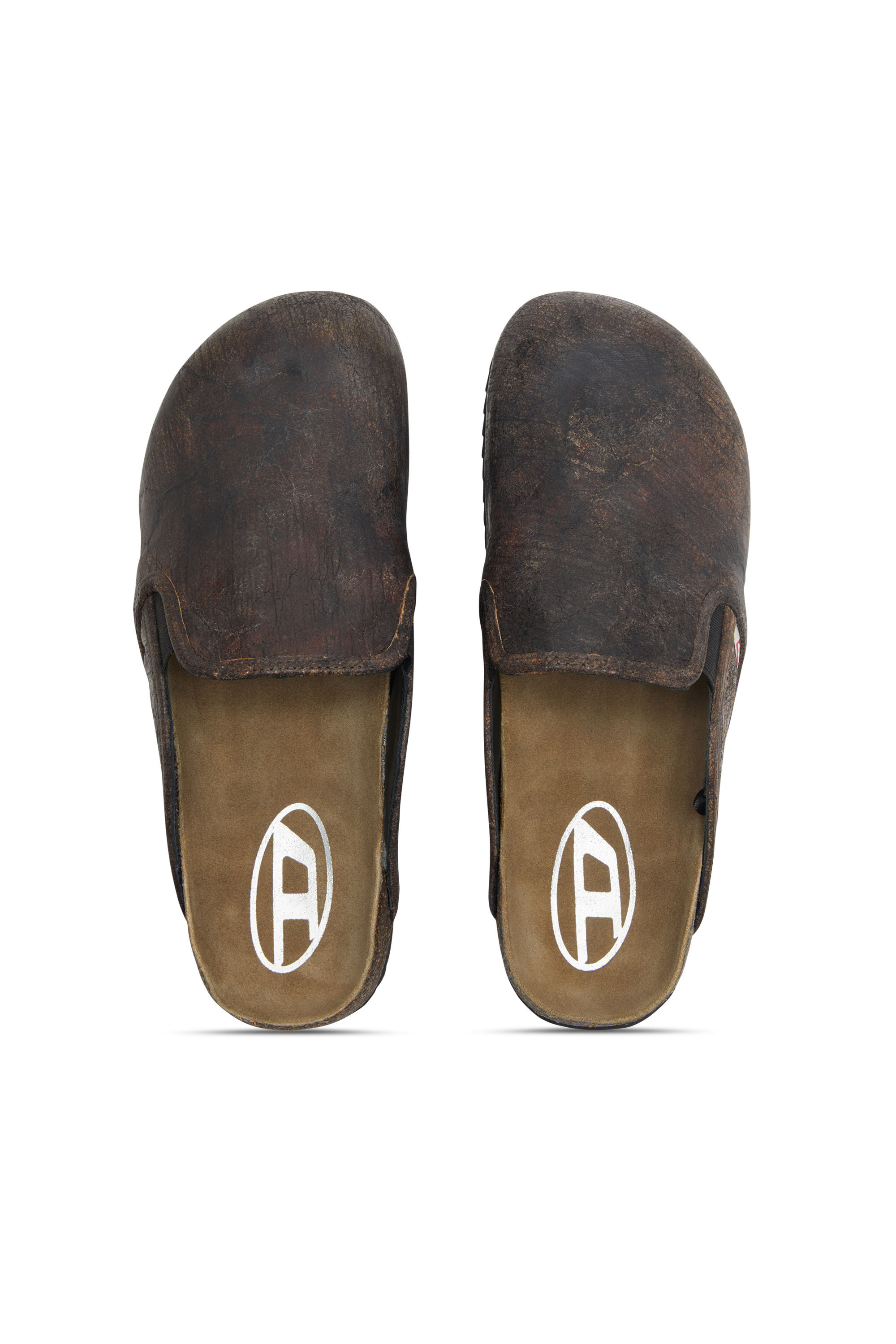 Diesel - D-WOODSTOCK SLIP-ON, D-Woodstock-Zuecos de gamuza con efecto agrietado Hombre in Marrón - 4