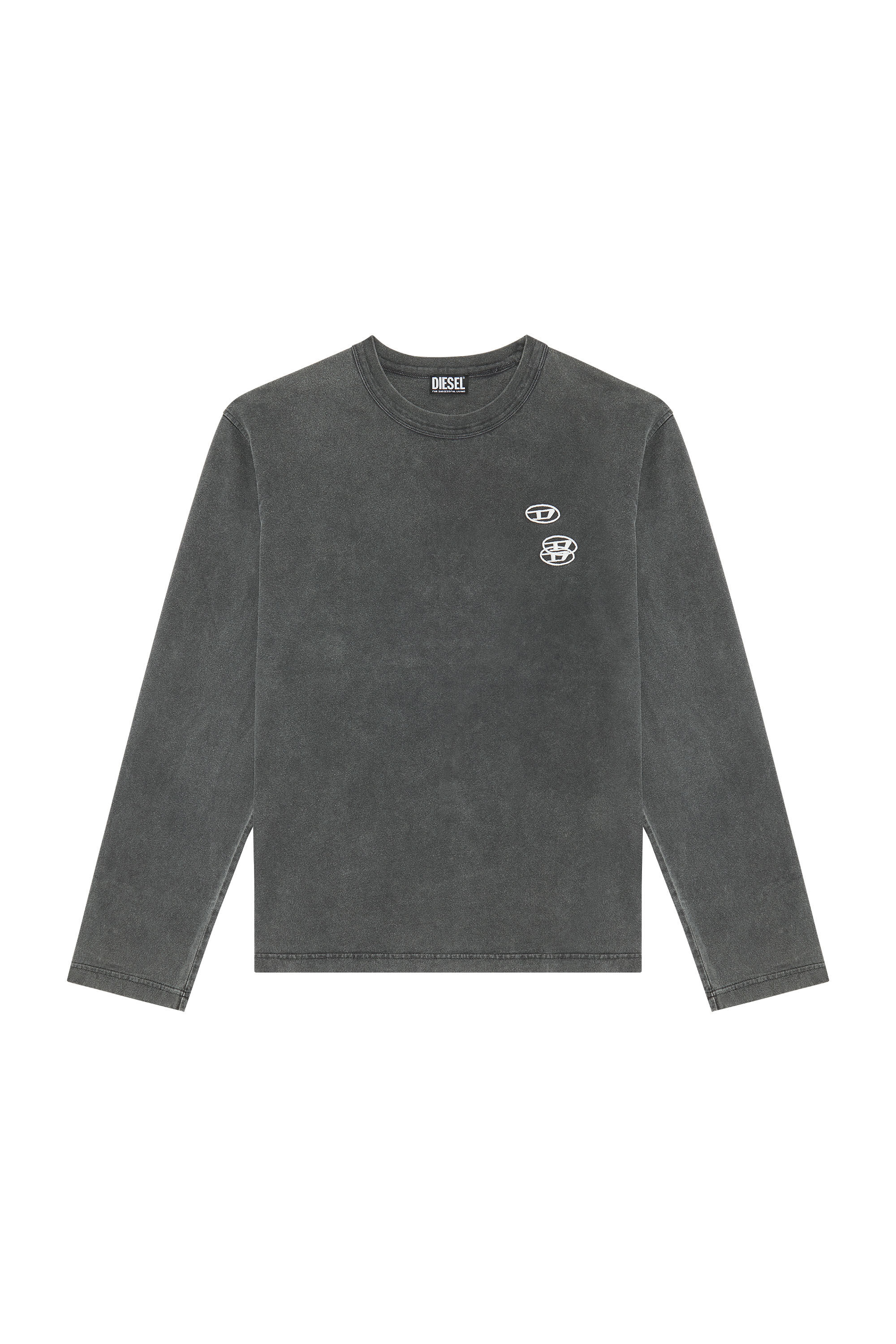 Diesel - T-CRANE-LS-SLITS, Camiseta con triple bordado de logotipo Hombre in Negro - 2