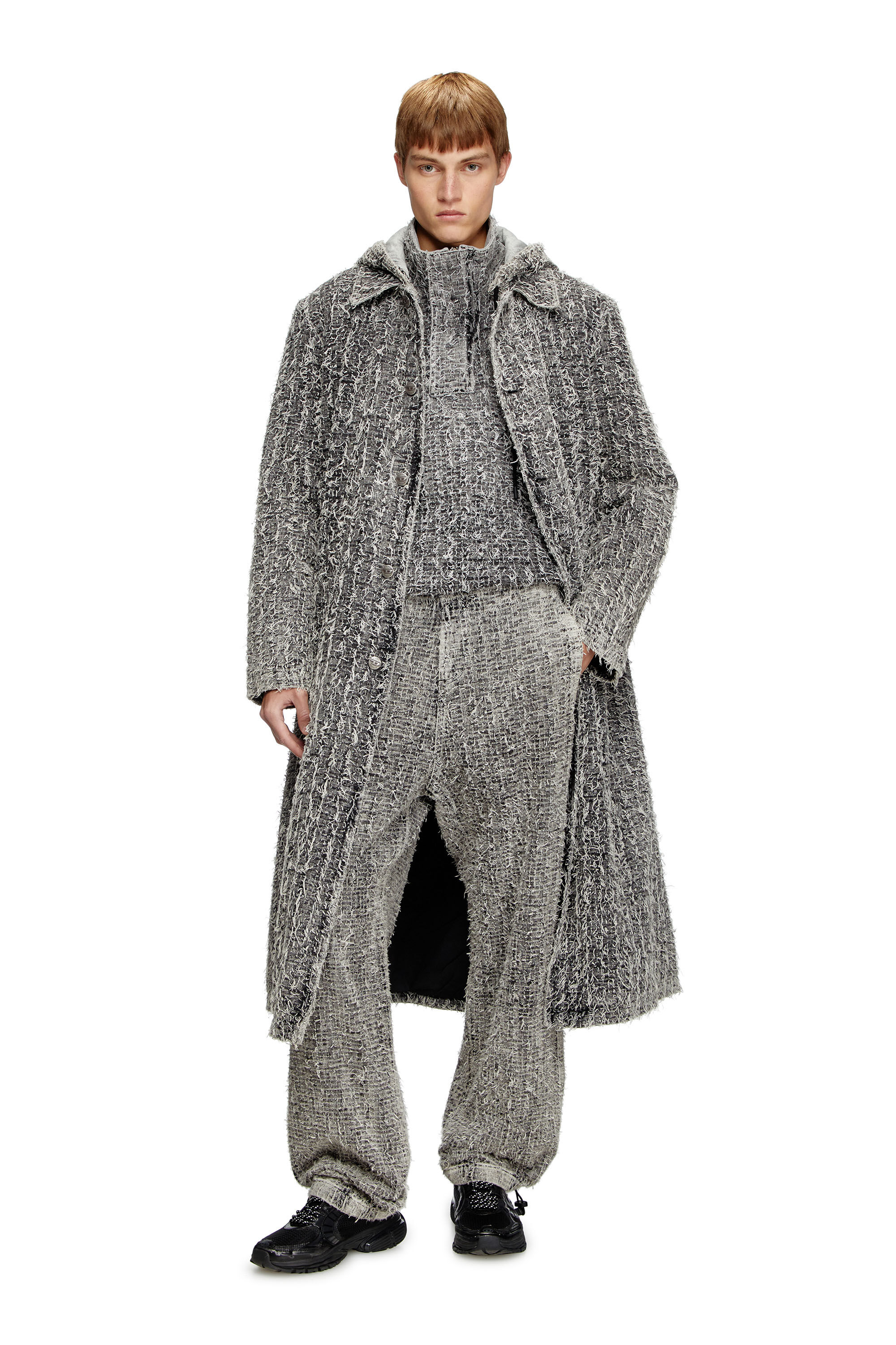 Diesel - D-JACK-S, Abrigo con capucha en denim bouclé Unisex in Negro - 3
