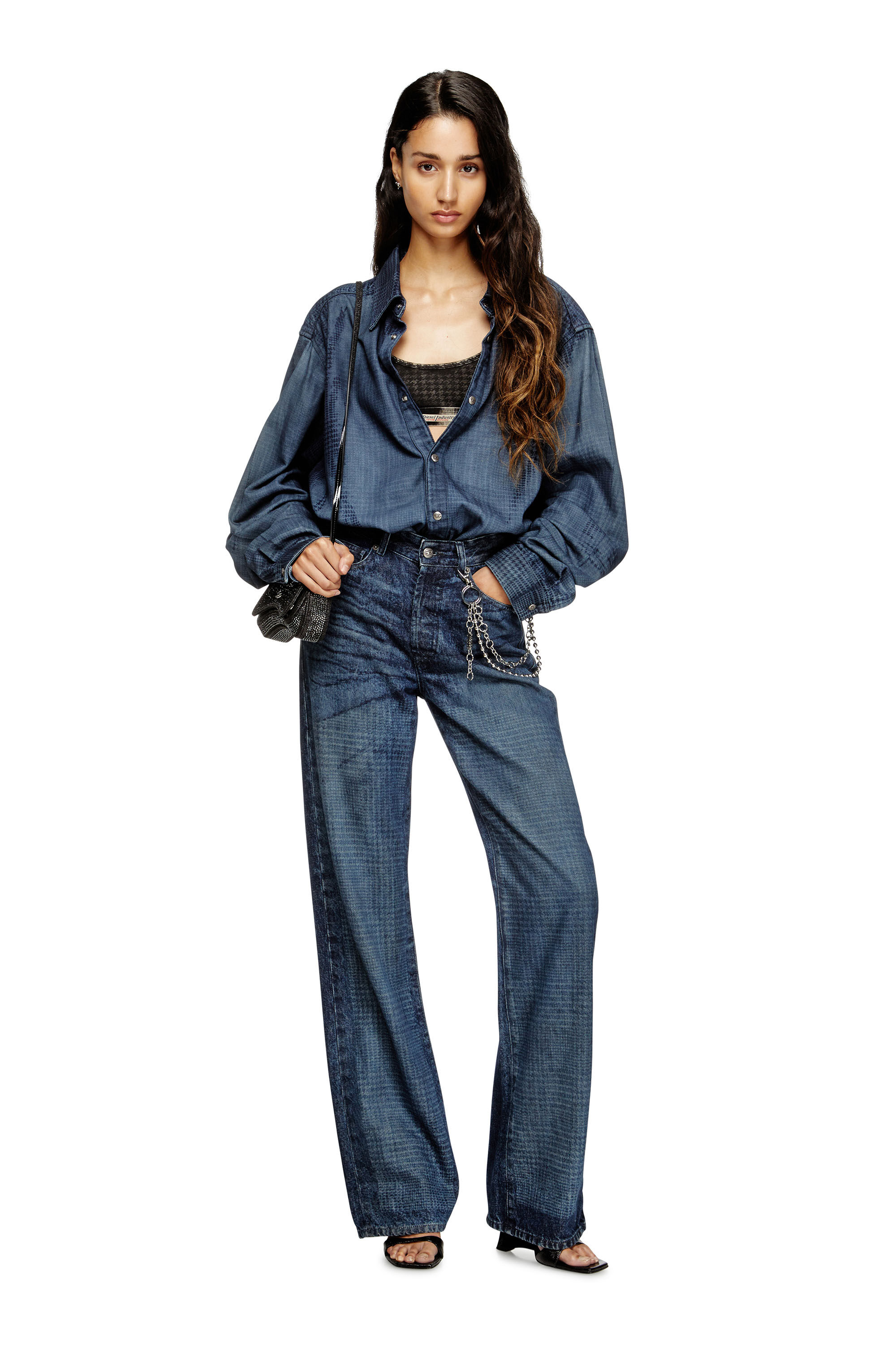 Diesel - ARIEL-DNM, Bralette de algodón con estampado integral Mujer in Gris - 5