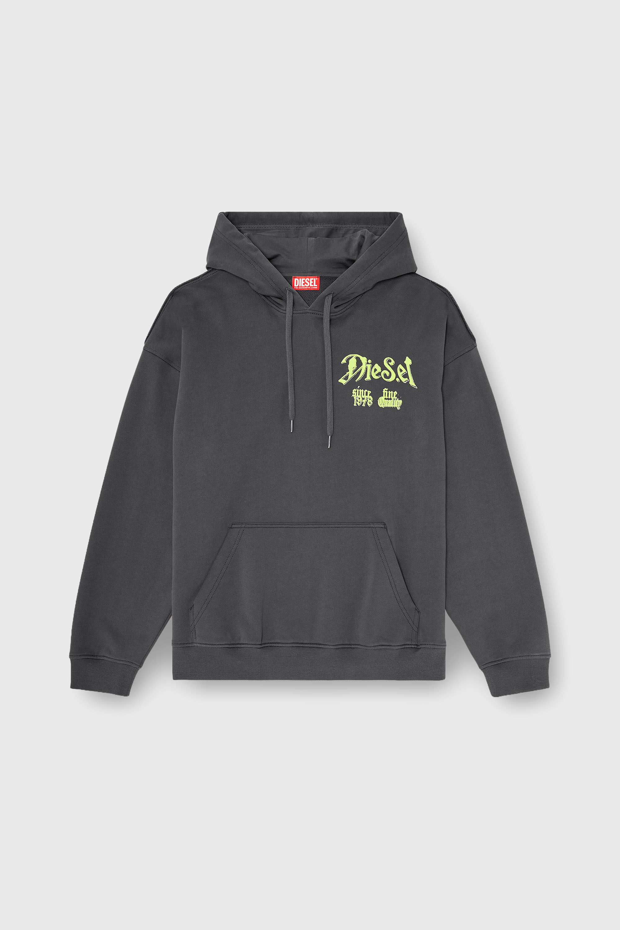 Diesel - S-BOXT-HOOD-AA2, Sudadera de algod&oacute;n con gr&aacute;ficos flocados Hombre in Gris - 2