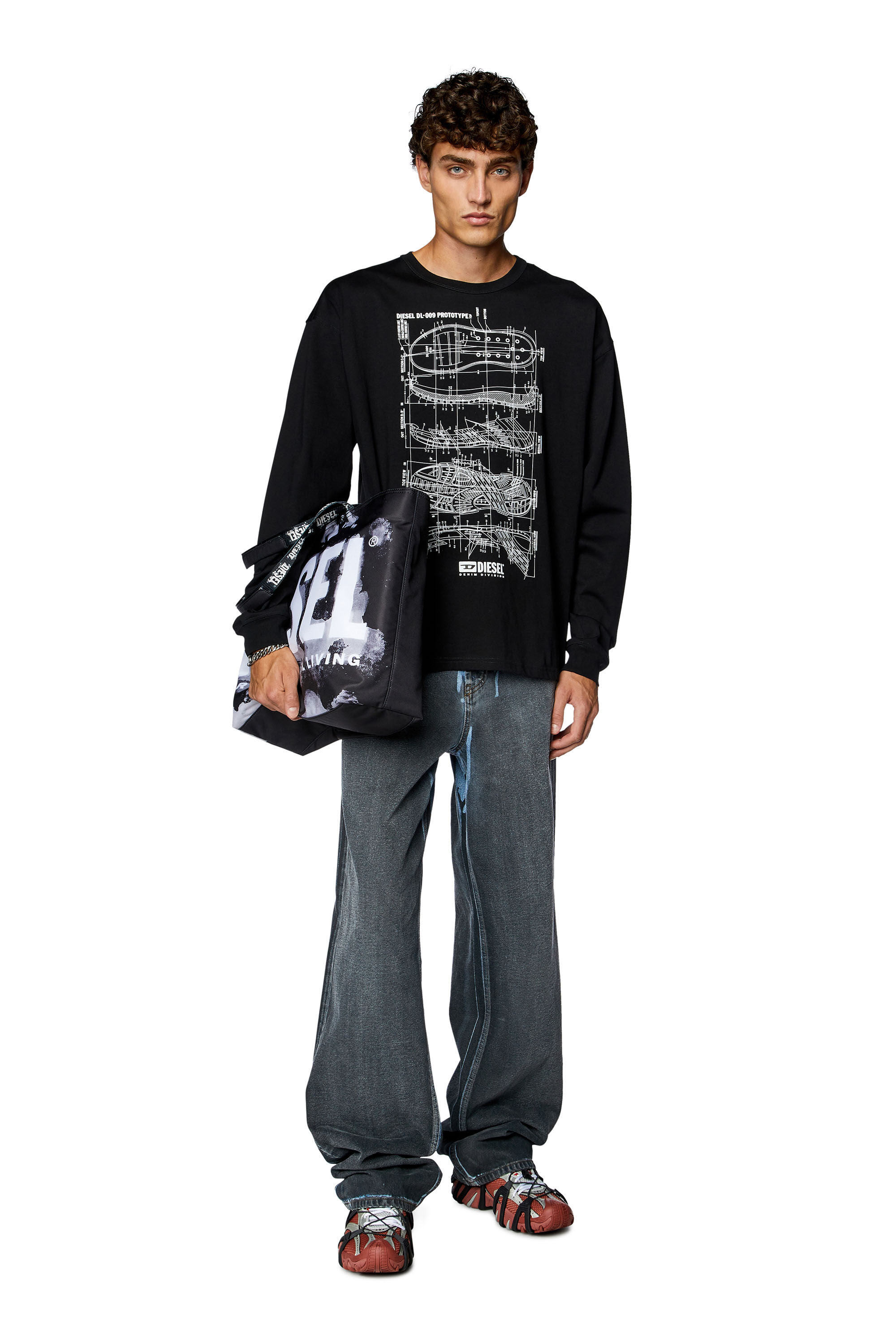 Diesel - T-BOXT-LS-N5, Hombre Camiseta de manga larga con estampado Prototype in Negro - Image 1