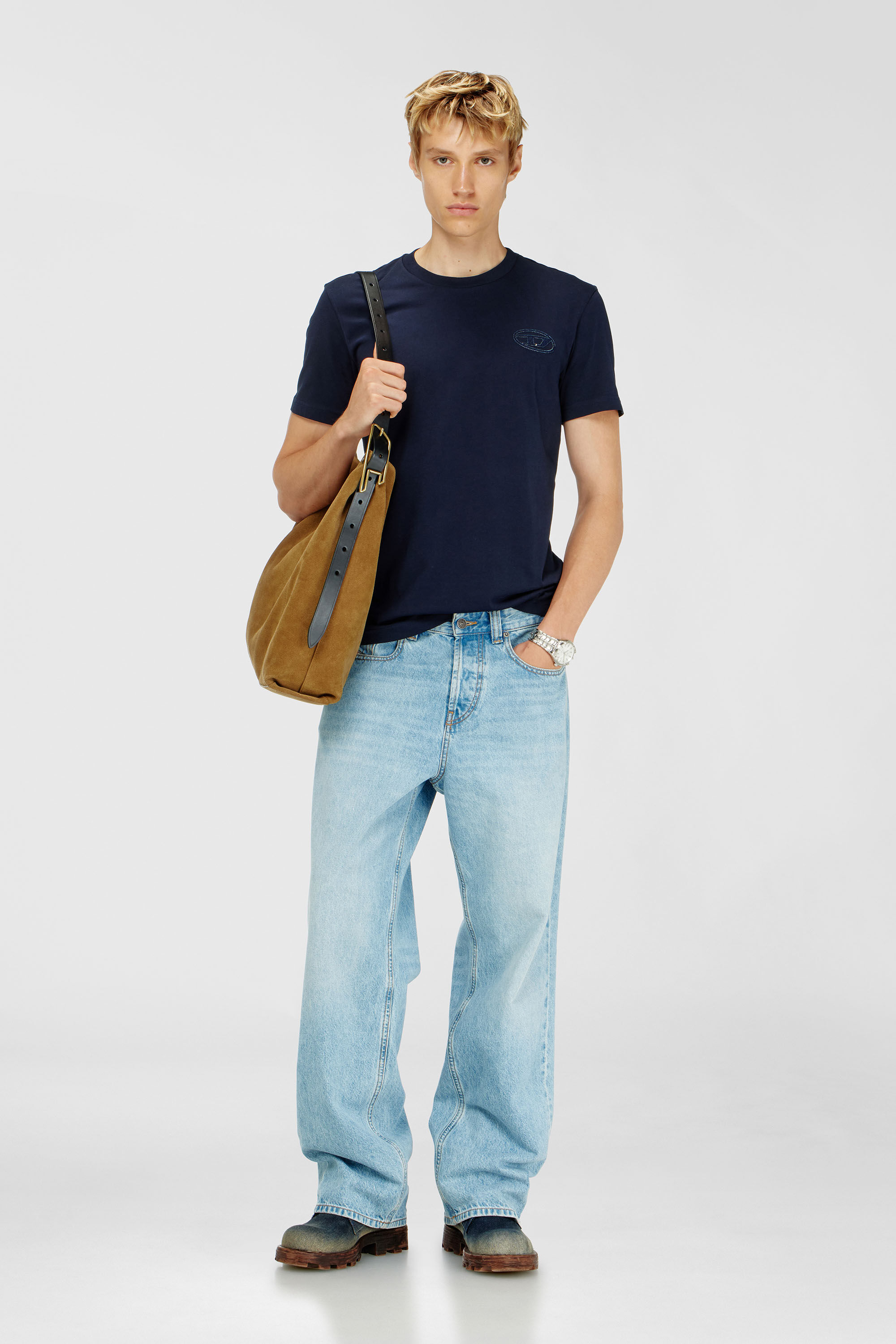 Diesel - T-DIEGO-T92, Camiseta de algod&oacute;n con logotipo Oval D Hombre in Azul marino - 1
