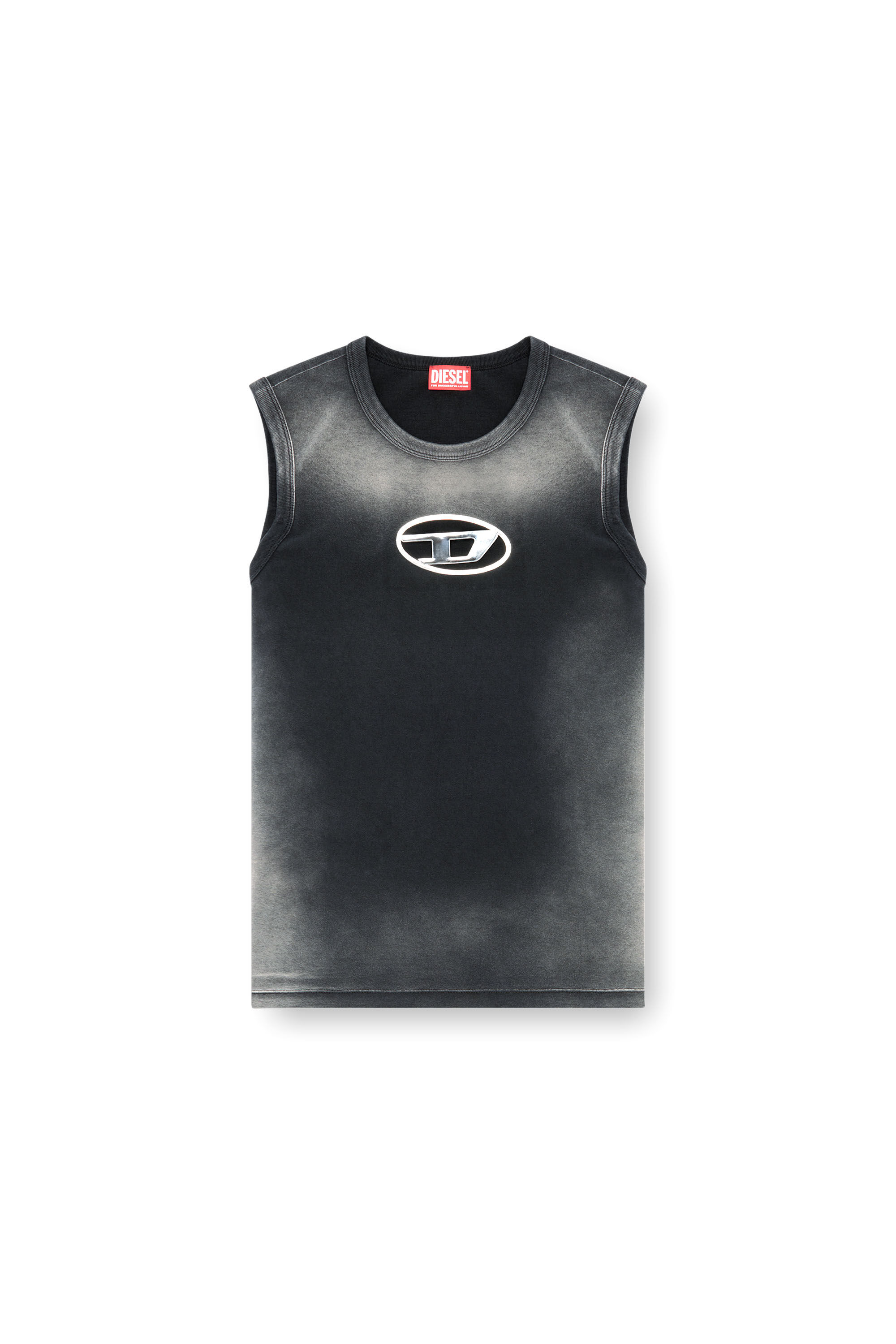 Diesel - T-BRICO, Hombre Camiseta sin mangas desteñida con Oval D en relieve in Negro - Image 2