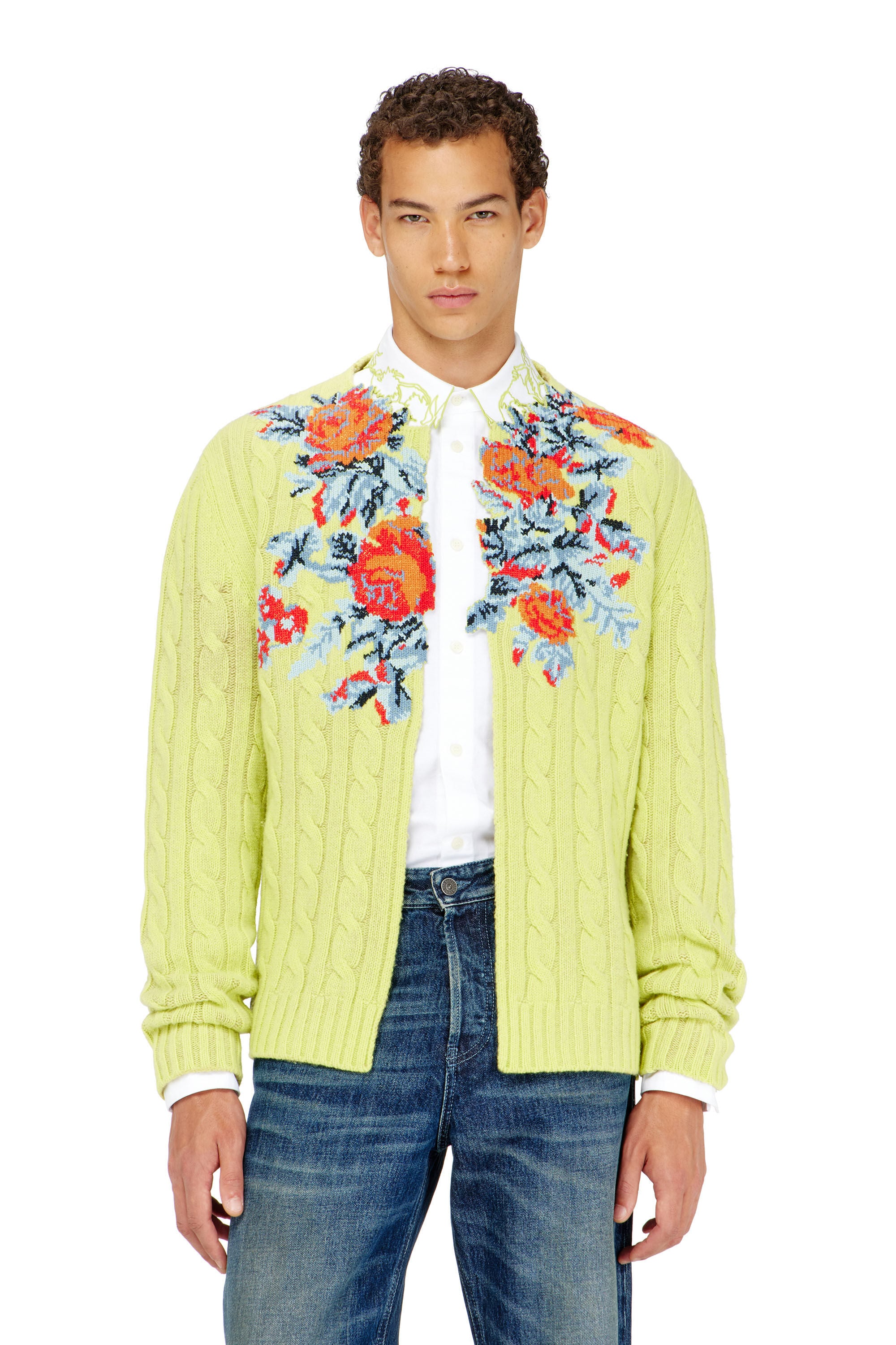 Diesel - K-RINO, C&aacute;rdigan abierto de punto trenzado floral Hombre in ToBeDefined - 2