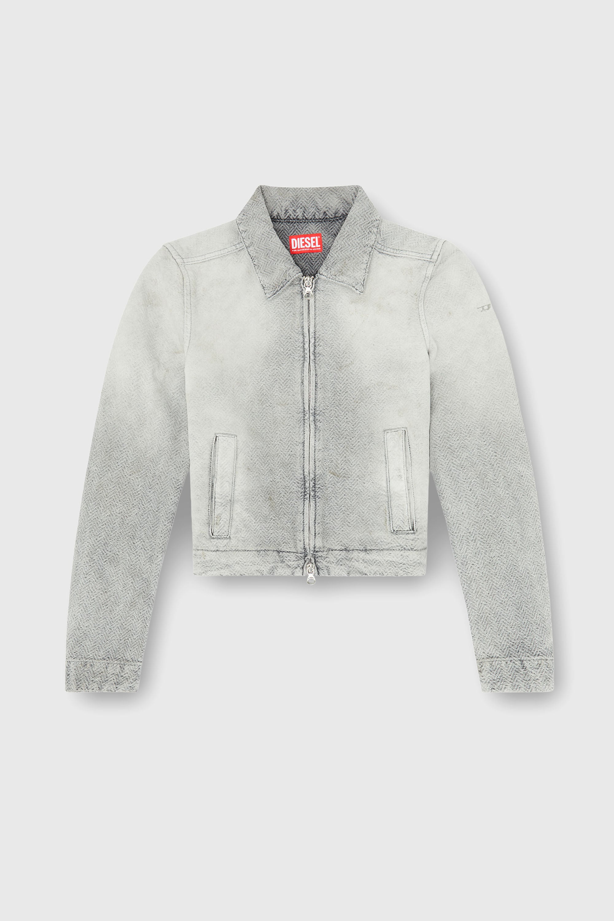 Diesel - DE-CORB, Chaqueta de denim herringbone desgastado Mujer in Gris - 2
