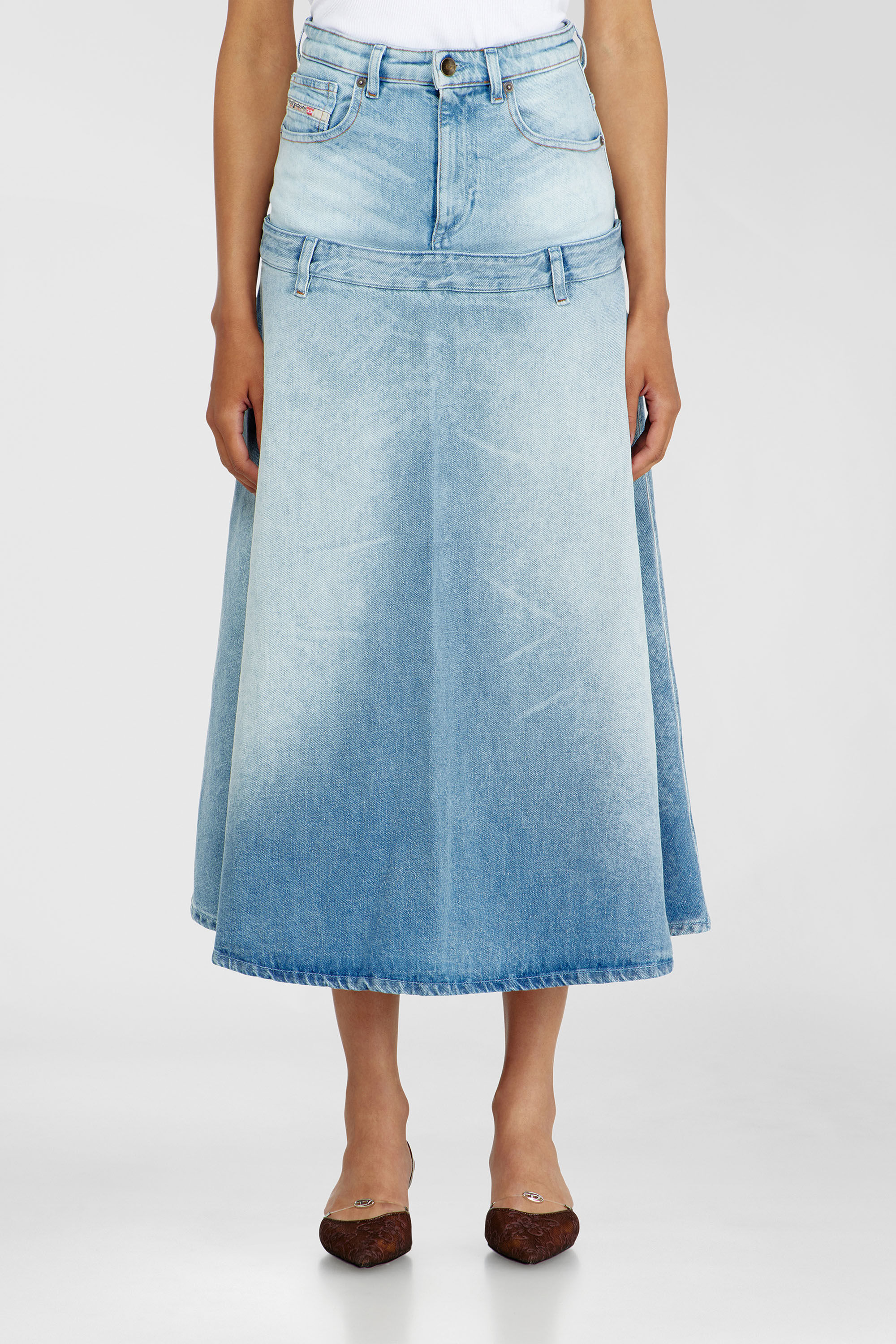 Diesel - DE-VORYA-S, Falda vaquera con dise&ntilde;o a capas Mujer in Azul marino - 3