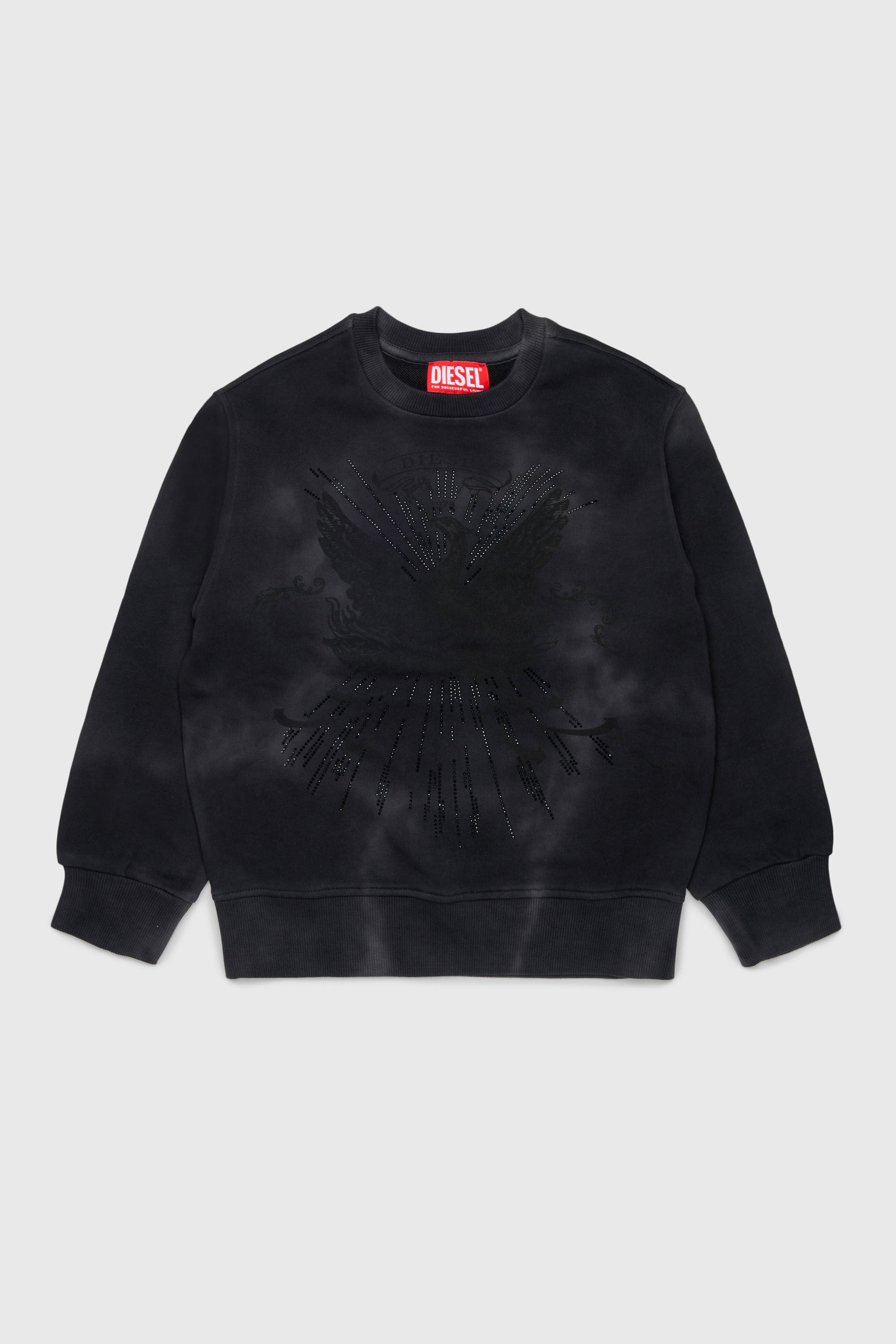 Diesel - SFIN OVER, Sudadera efecto nublado con motivo de f&eacute;nix Hombre in Negro - 1