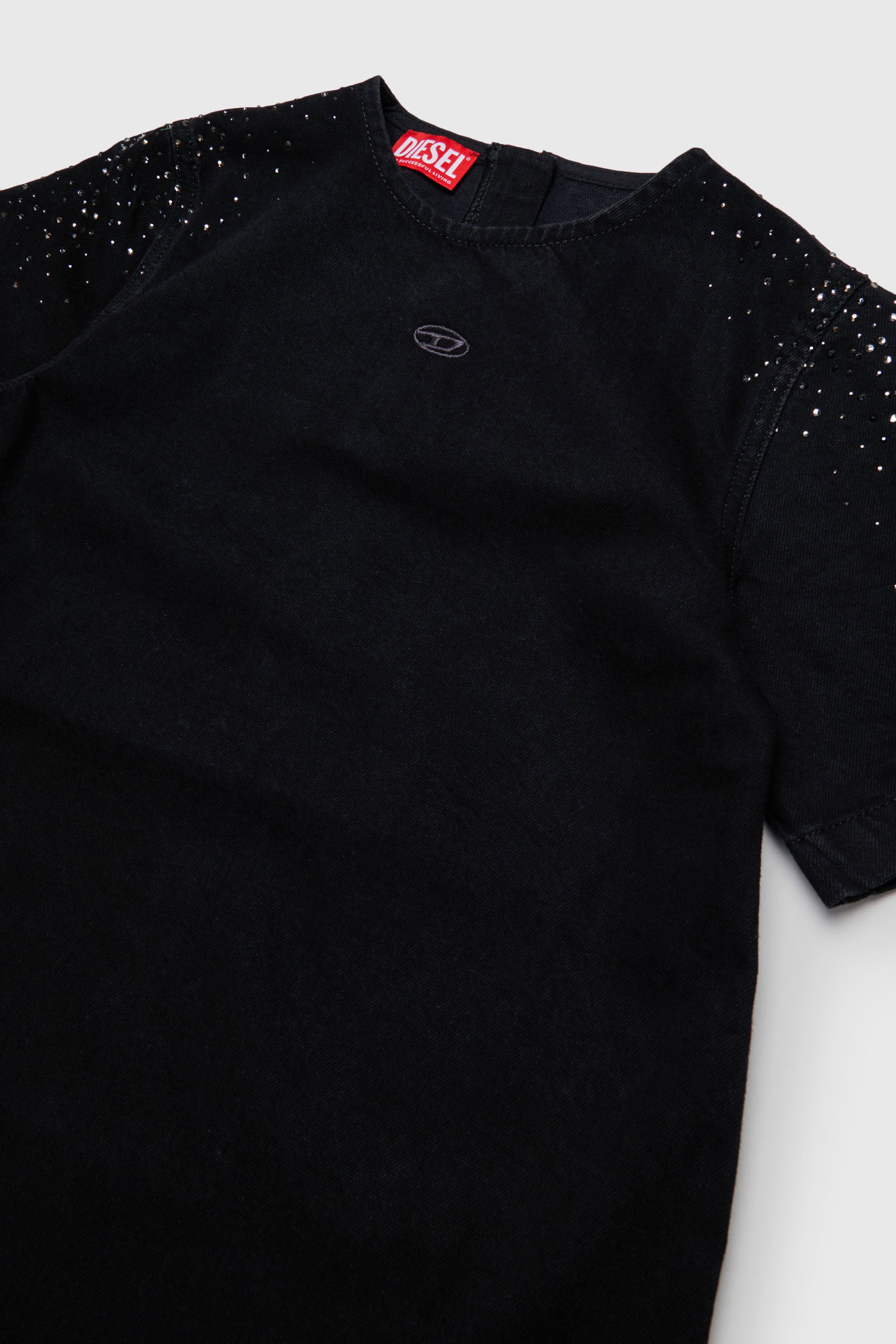 Diesel - DILBY, Woman's Rhinestone-embellished T-shirt dress in Black/Dark grey - 3