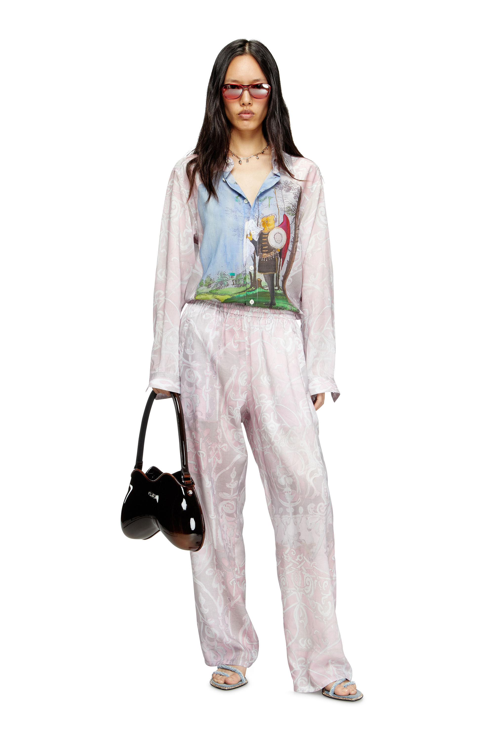 Diesel - P-THECK-A-AJFW, Pantalones de chándal con estampado medieval Unisex in Rosa - 6