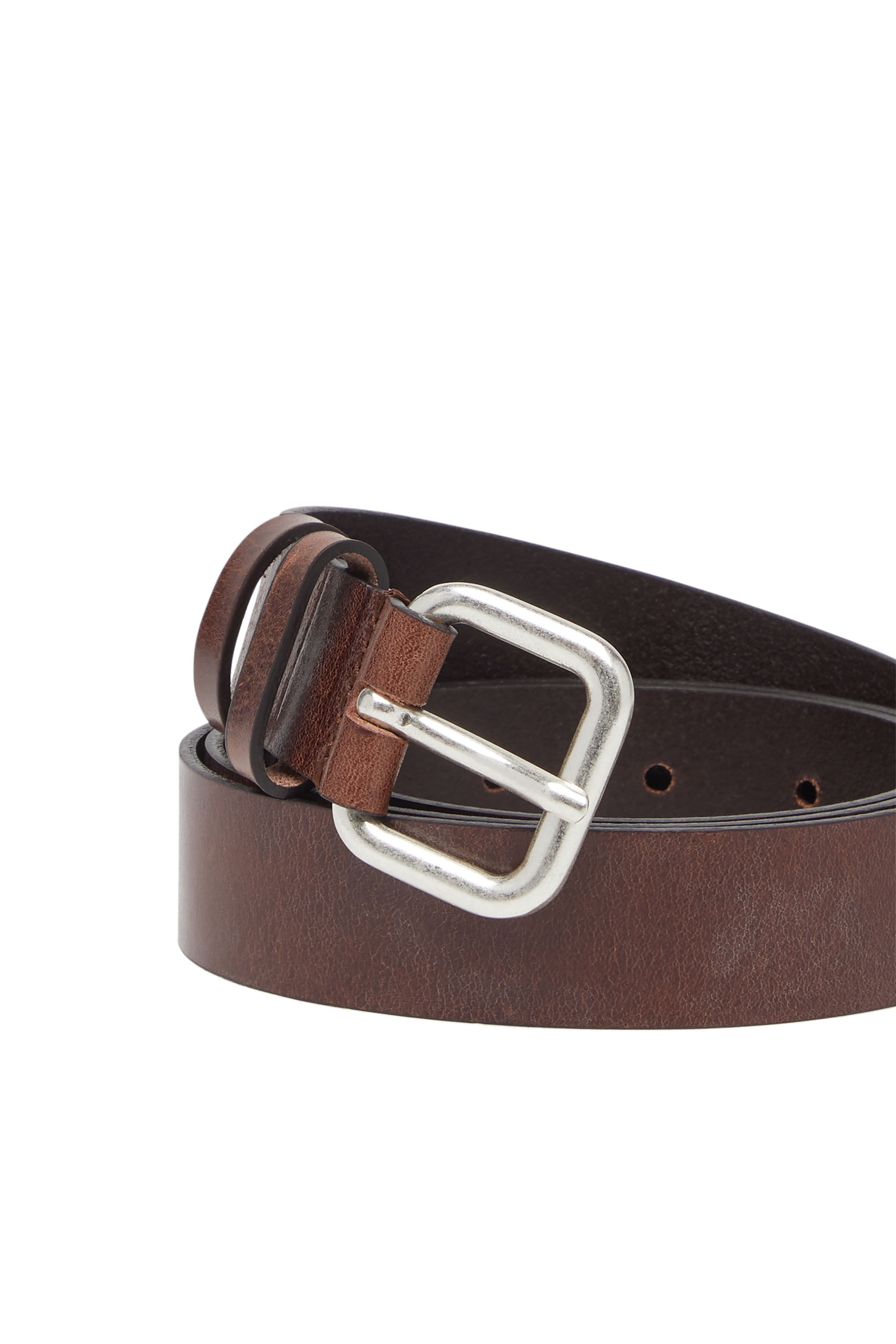 Diesel - B-INLAY, Cinturón 2.9 cm de cuero con logotipo oval D Unisex in Marrón - 3