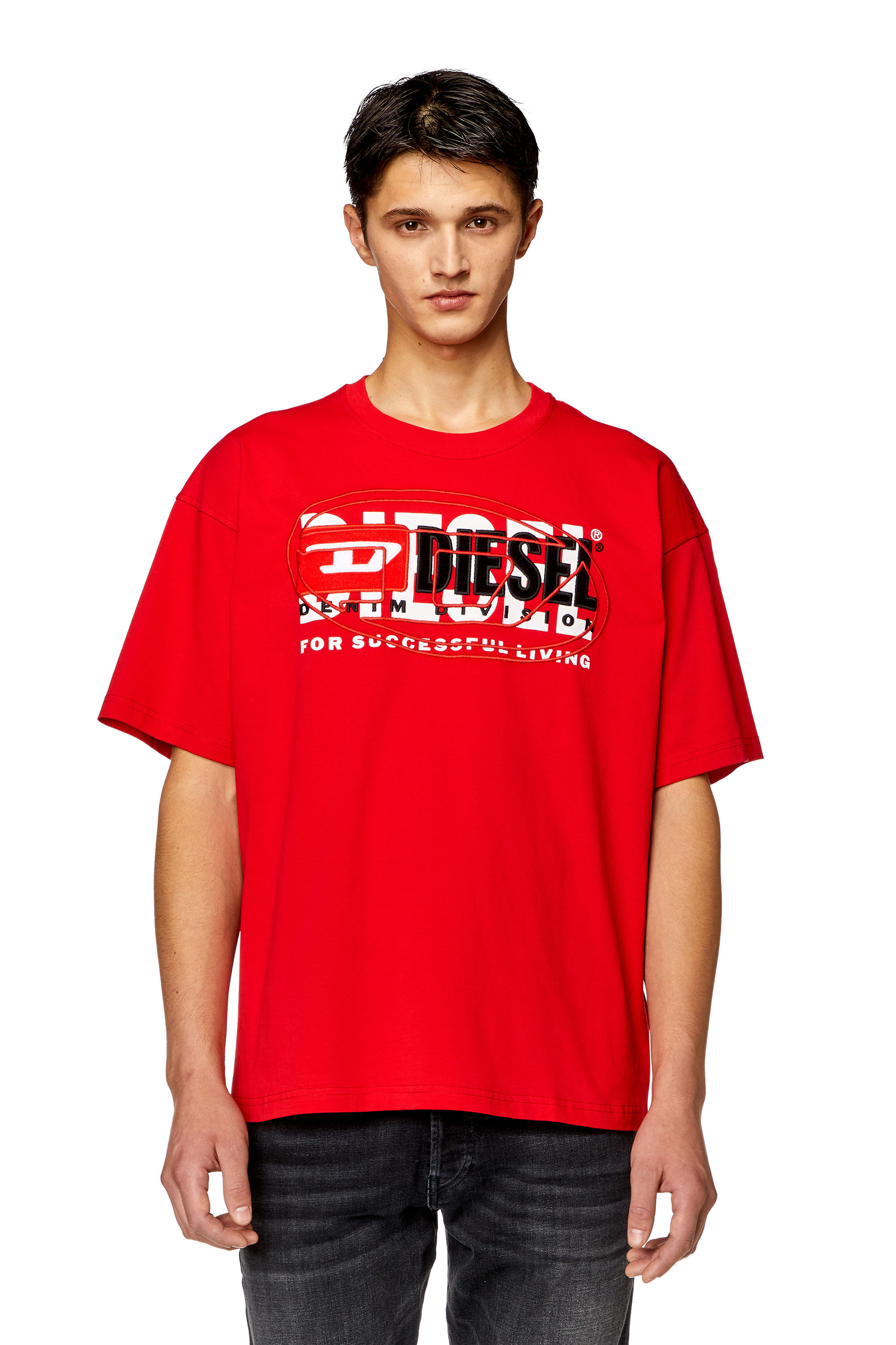 Diesel - T-BOXT, Camiseta con logotipos en capas Hombre in Rojo - 2