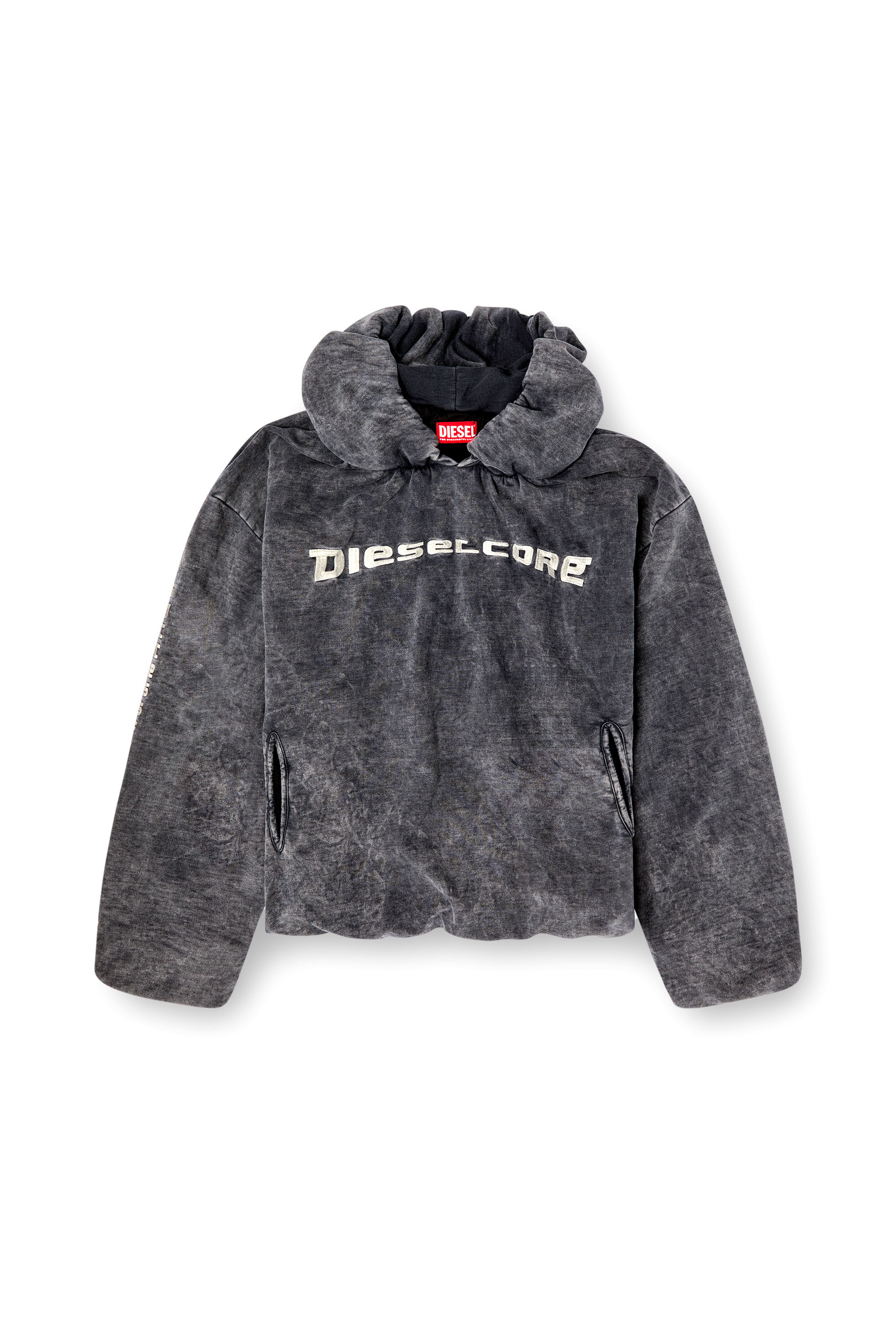 Diesel - S-FISHY, Sudadera con capucha con efecto denim Hombre in Negro - 2