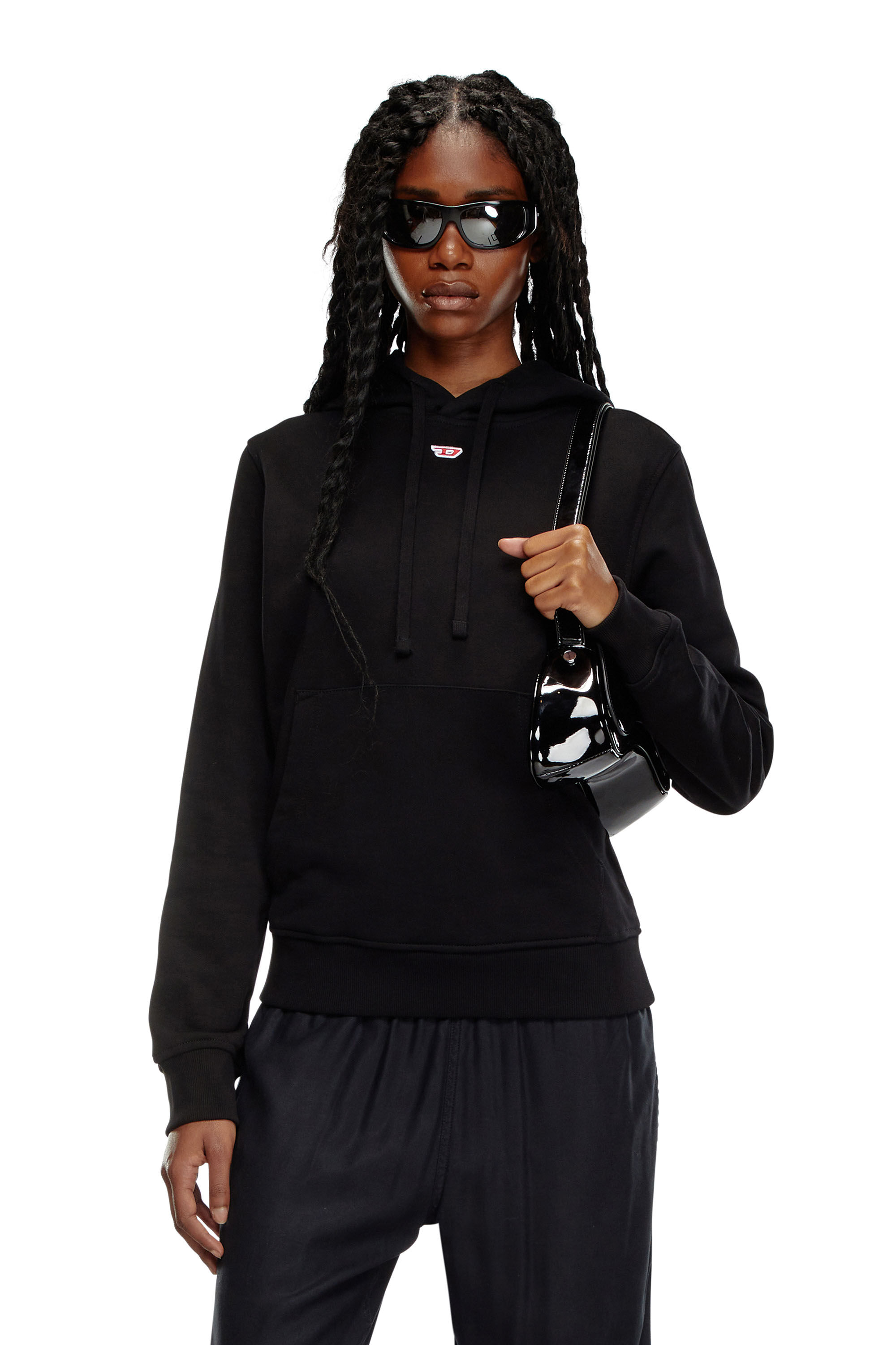 Diesel - S-GINN-HOOD-D, Mujer Sudadera con capucha con parche D bordado in Negro - Image 3