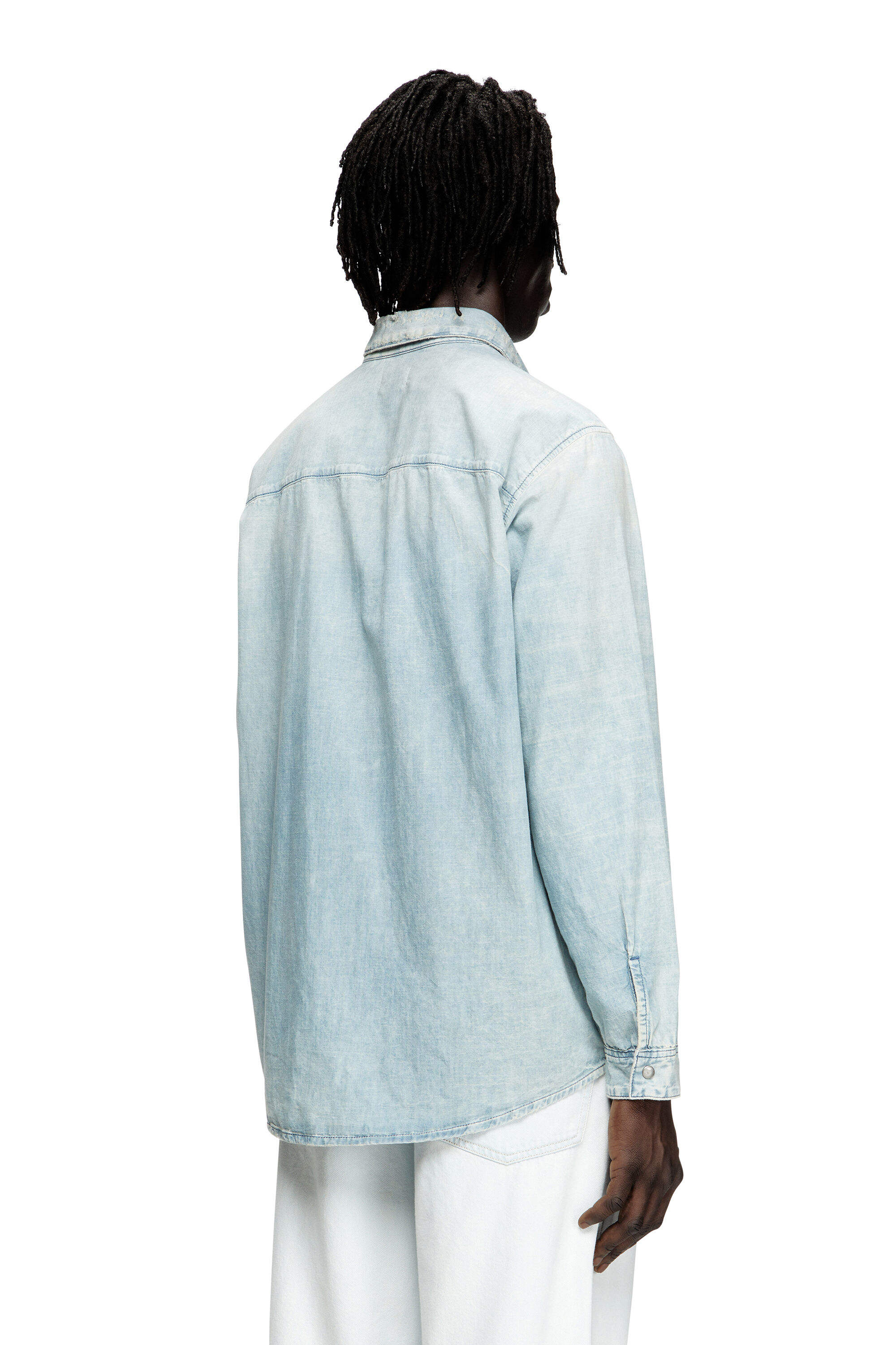 Diesel - D-SIMPLY, Camisa de denim con efecto blanqueado Hombre in Azul marino - 4