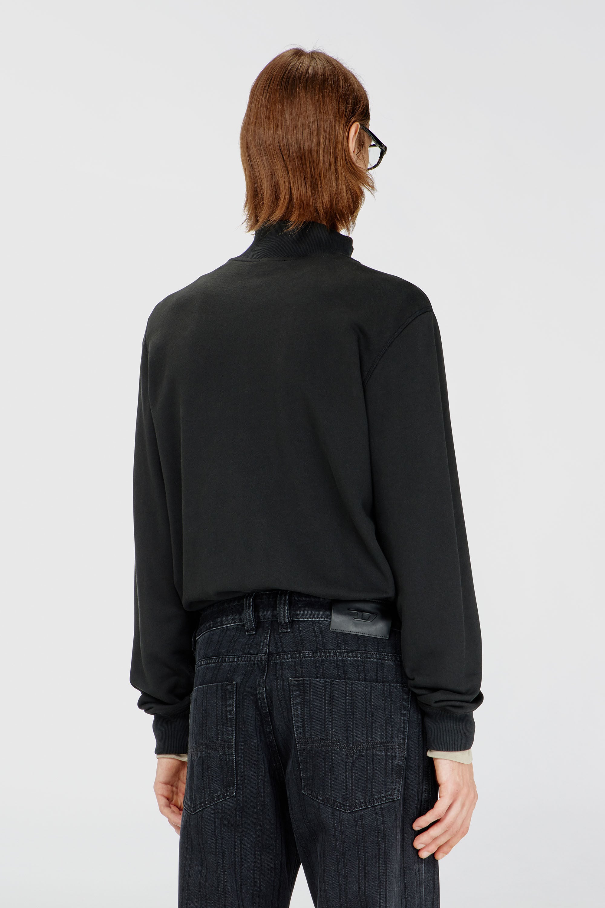 Diesel - S-GINN-ZIP-IOD, Sudadera con cuello simulado y Oval D met&aacute;lico Hombre in Negro - 4