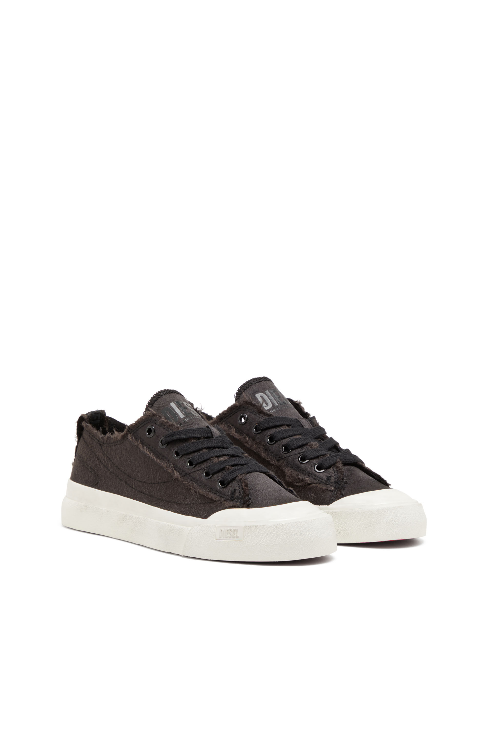 S Athos Low Deportivas de saten desgastado Mujer Negro Diesel