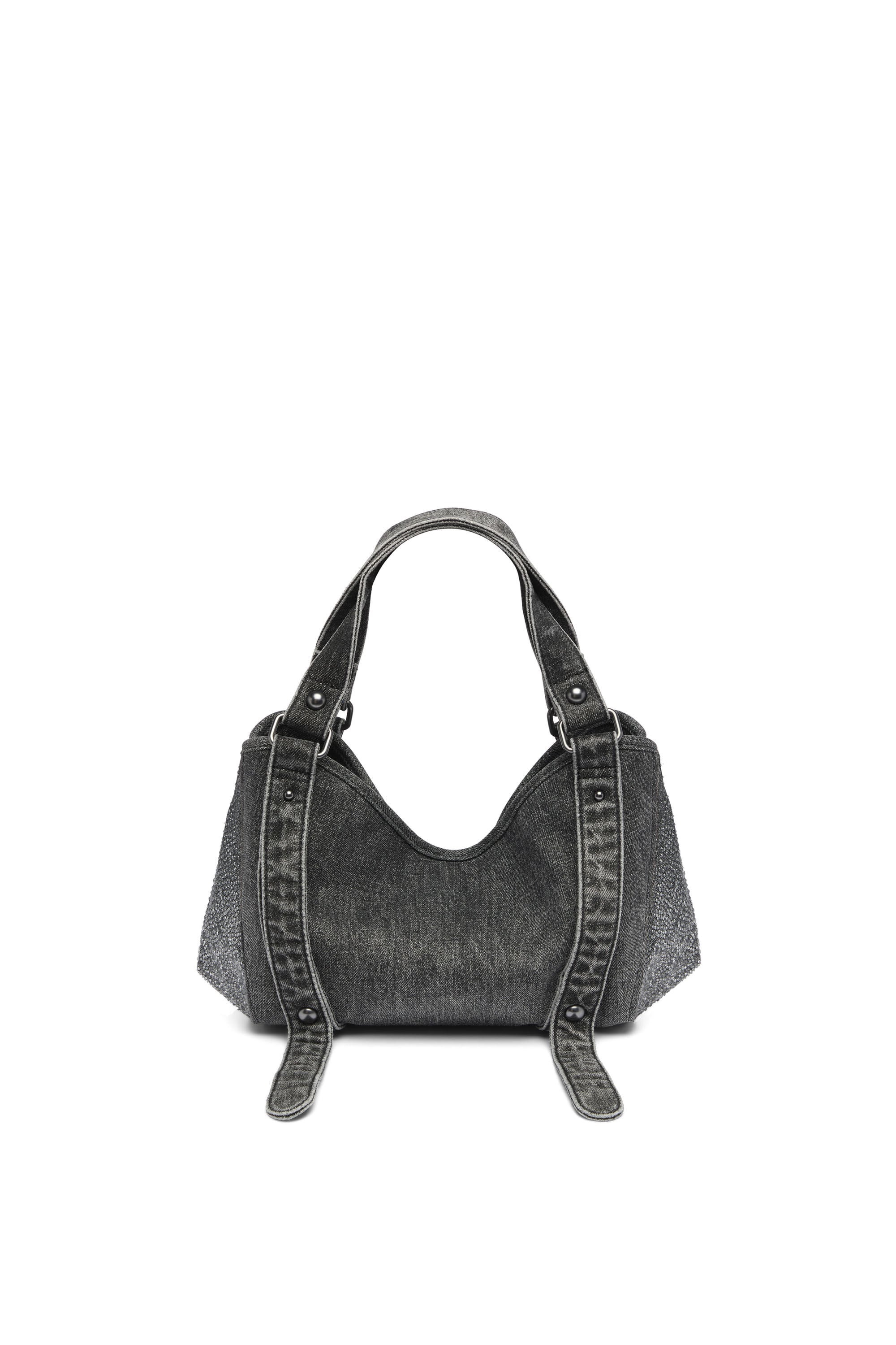 Diesel - D-ONE TOPHANDLE S, D-One-Bolso small con asa superior de denim solarizado con cristales Mujer in Negro - 2
