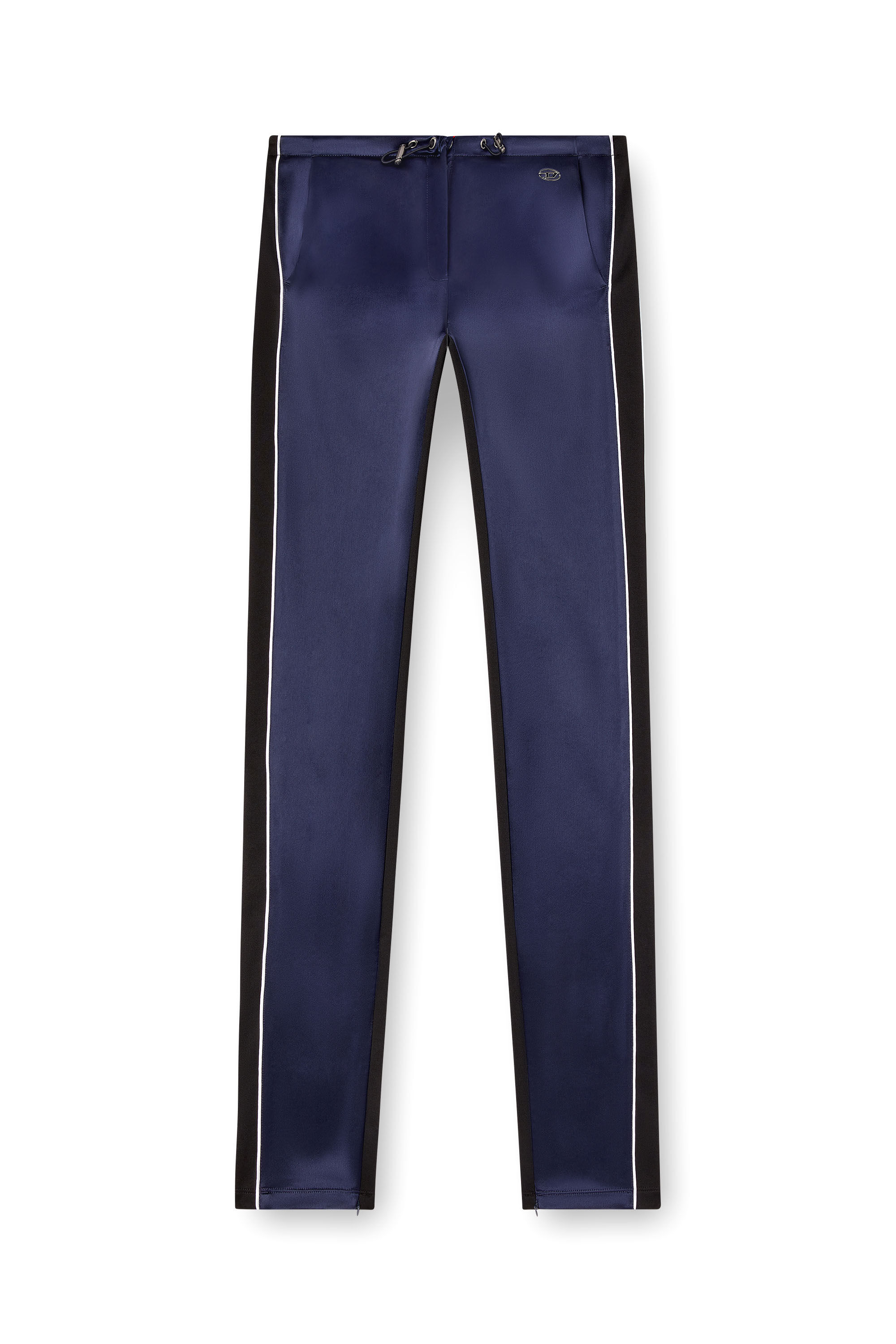Diesel - P-ROUD, Woman's Knit and satin track pants with piping in Blue - 2