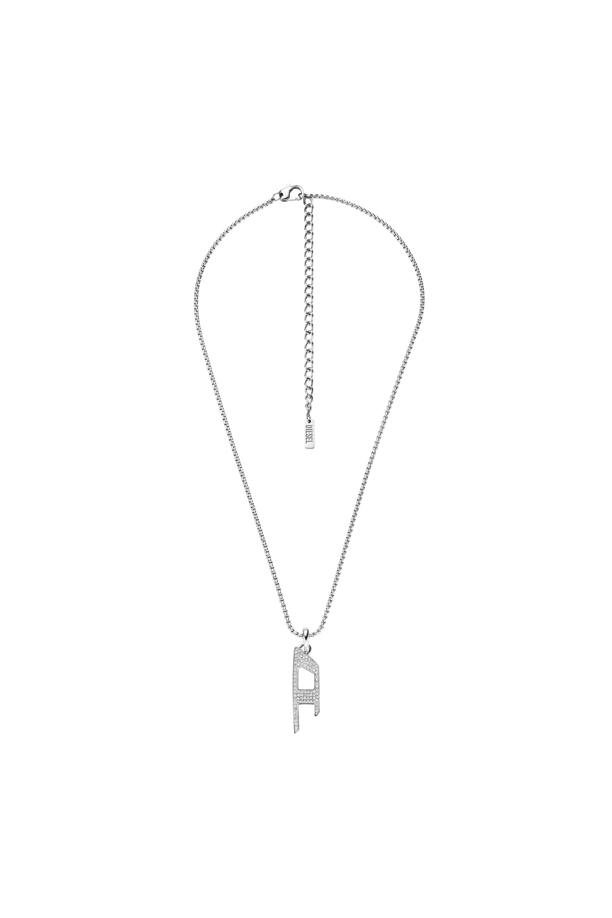 Diesel - DX1624040 JEWELLERY, Collar con colgante brillante de acero inoxidable Unisex in Plateado - 1
