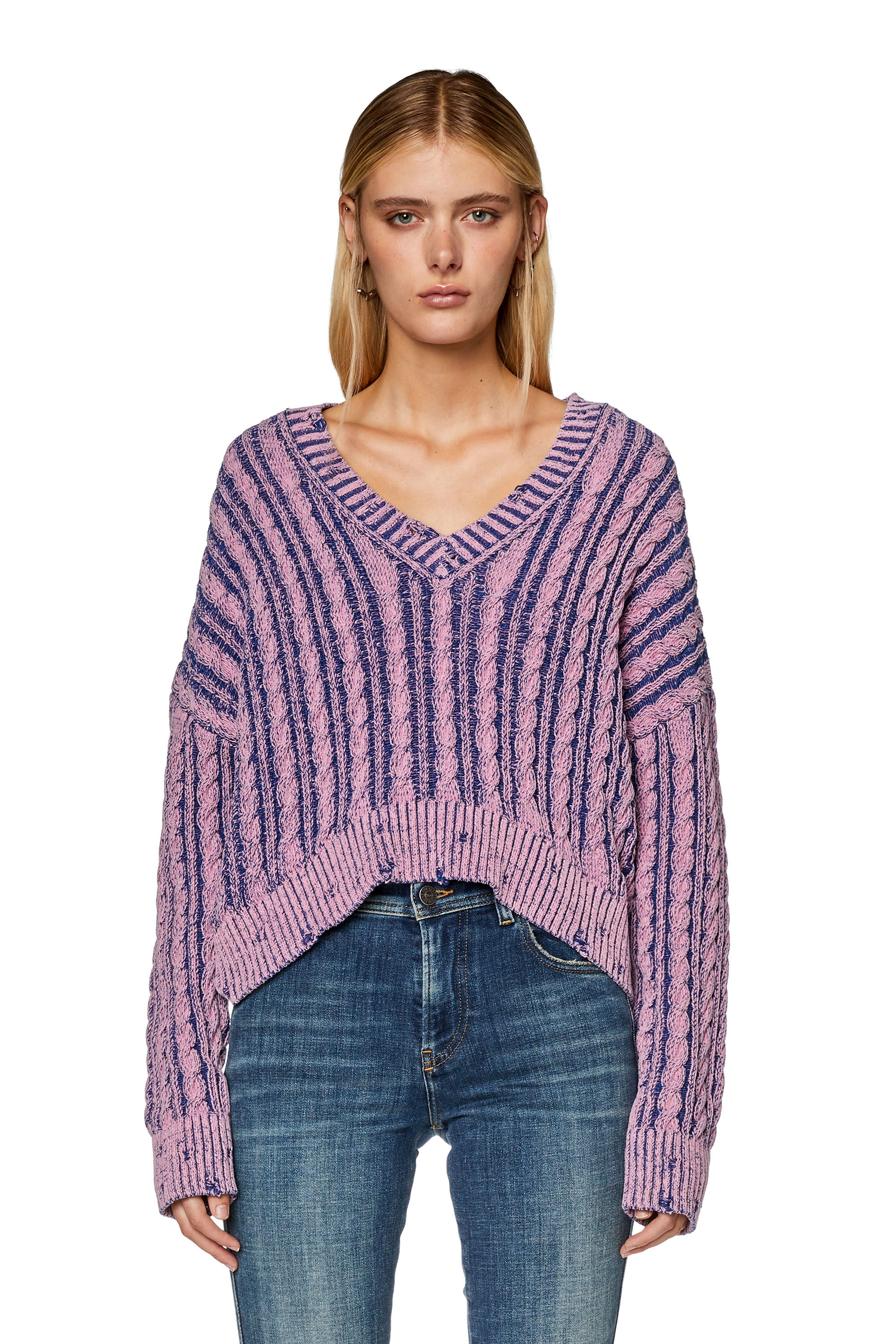Diesel - M-OXIA, Jersey grueso de algodón de dos tonos Mujer in Morado - 5