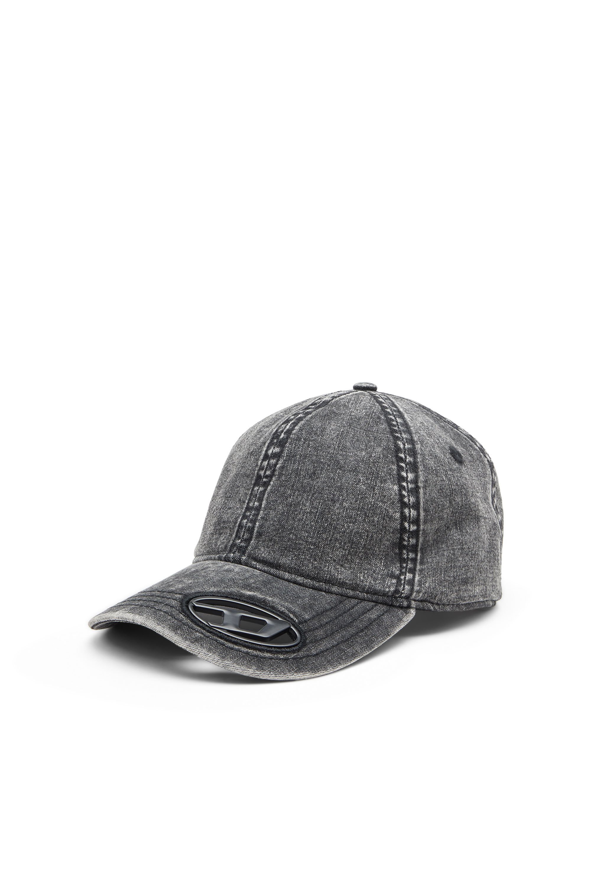 Diesel - C-AP-HOSHI, Gorra de béisbol de denim con detalle Oval D Hombre in Negro - 1