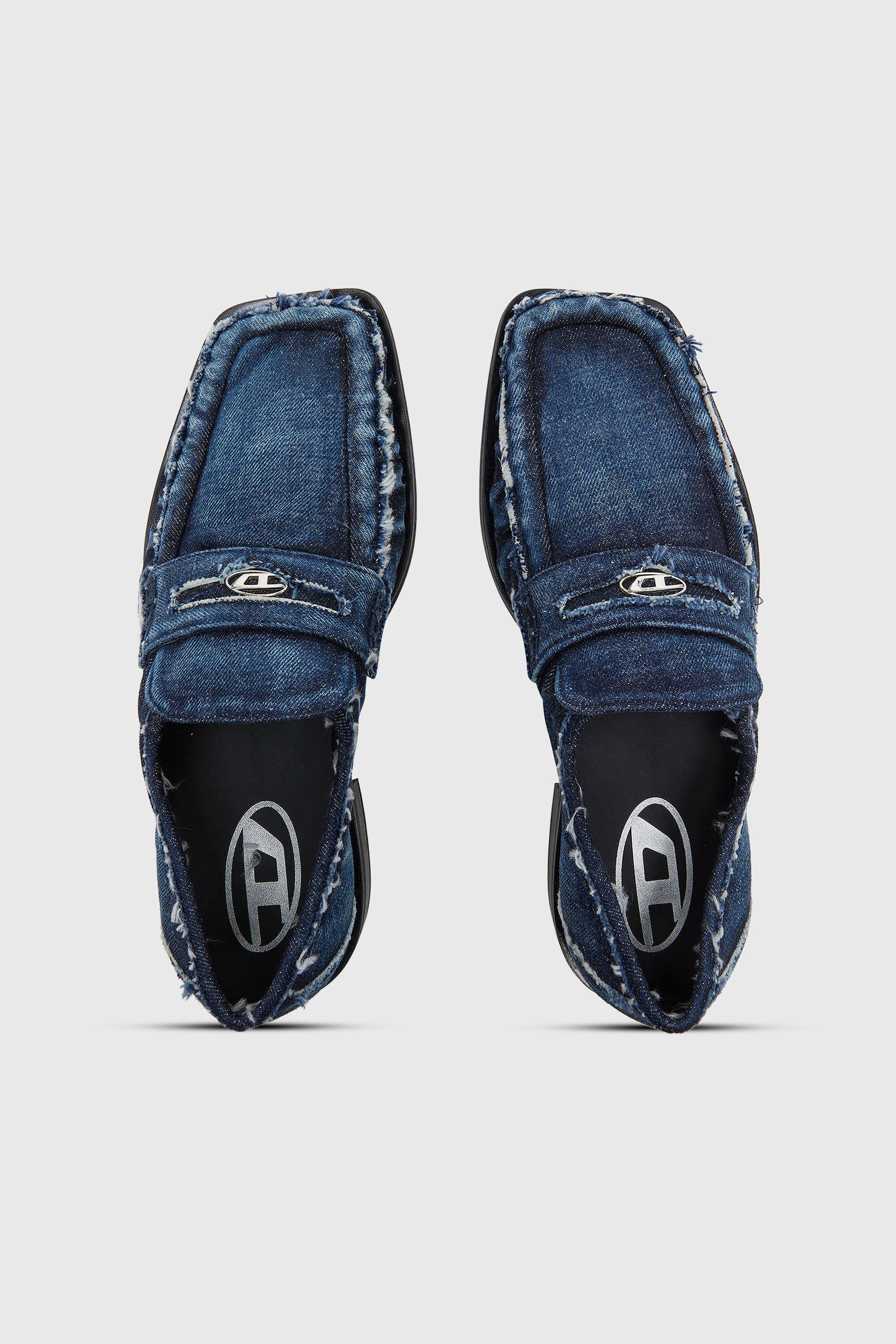 Diesel - D-AMBER LOAFER, Man's D-Amber - Penny loafers in frayed denim in Blue - 5