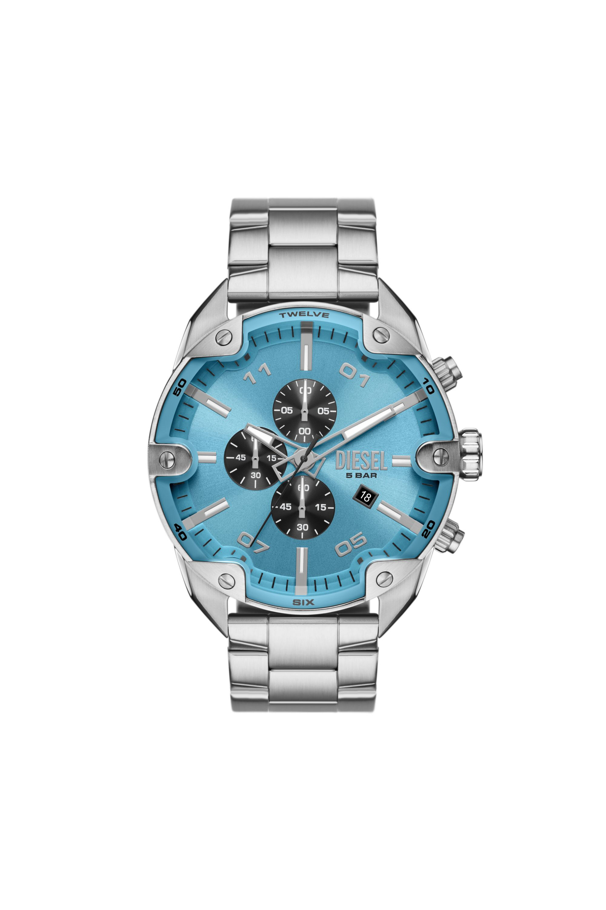Reloj Spiked de acero inoxidable Hombre Plateado Diesel