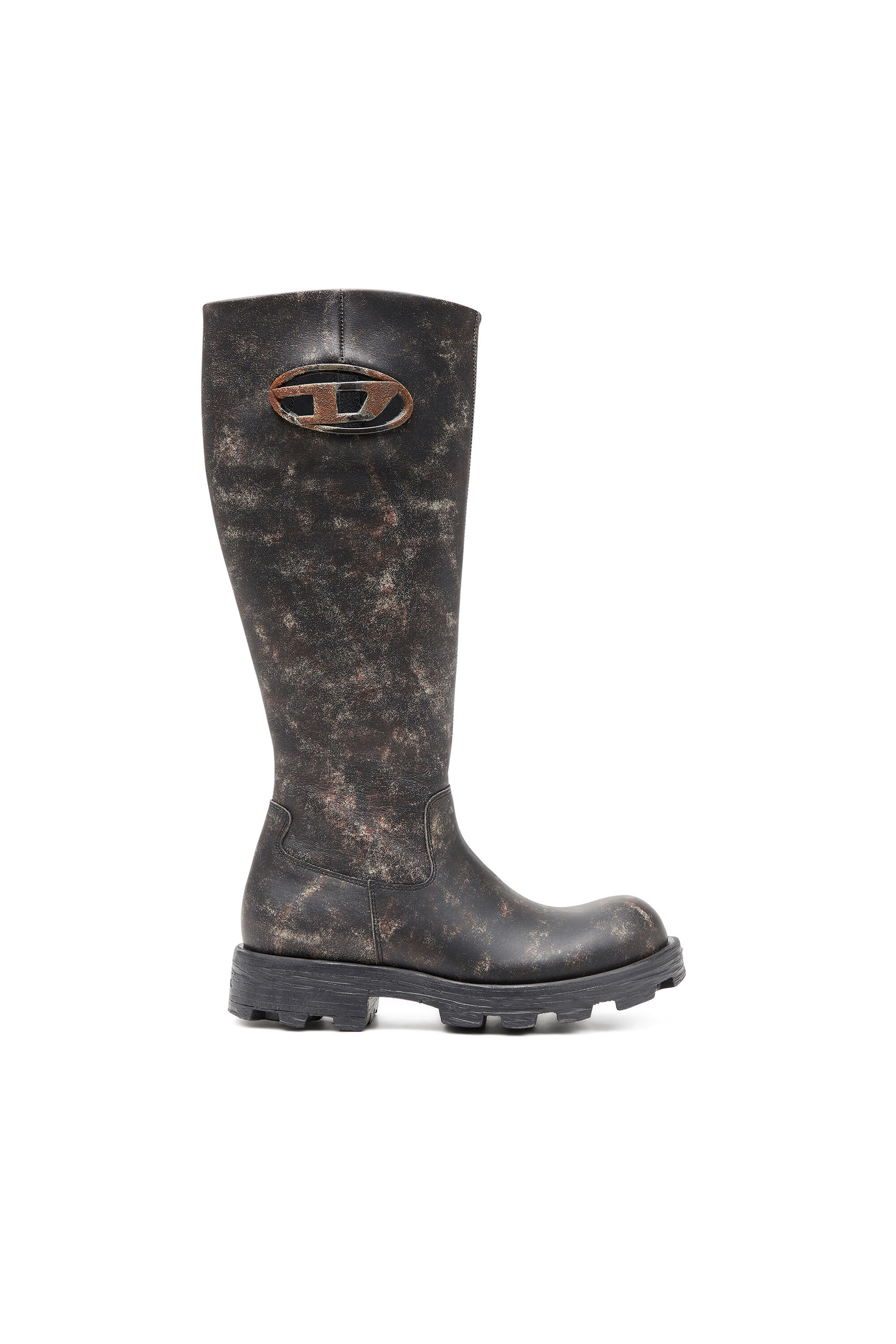 Women s D Hammer Knee high boots in distressed leather Brown Diesel